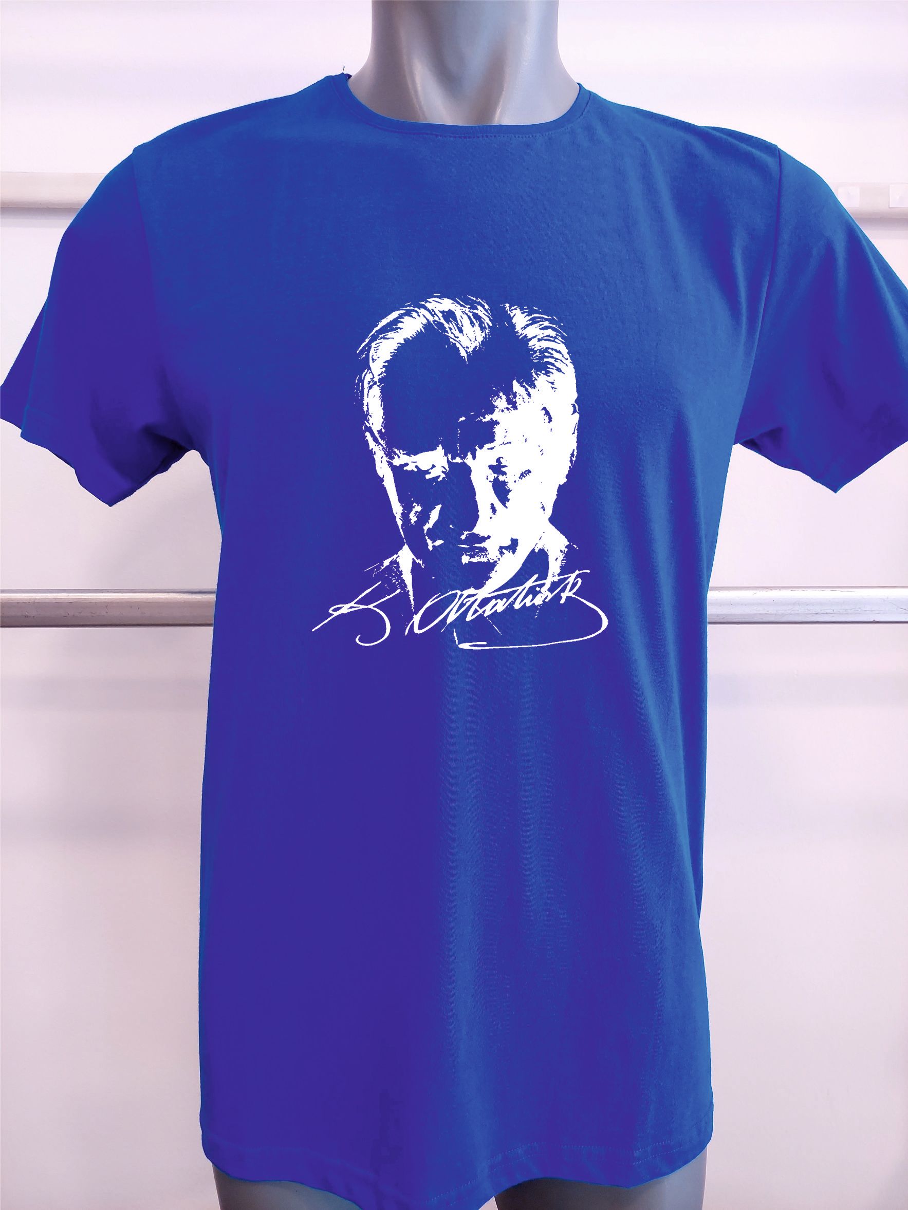 BASKILI T-SHIRT-Atatürk - Sax mavi