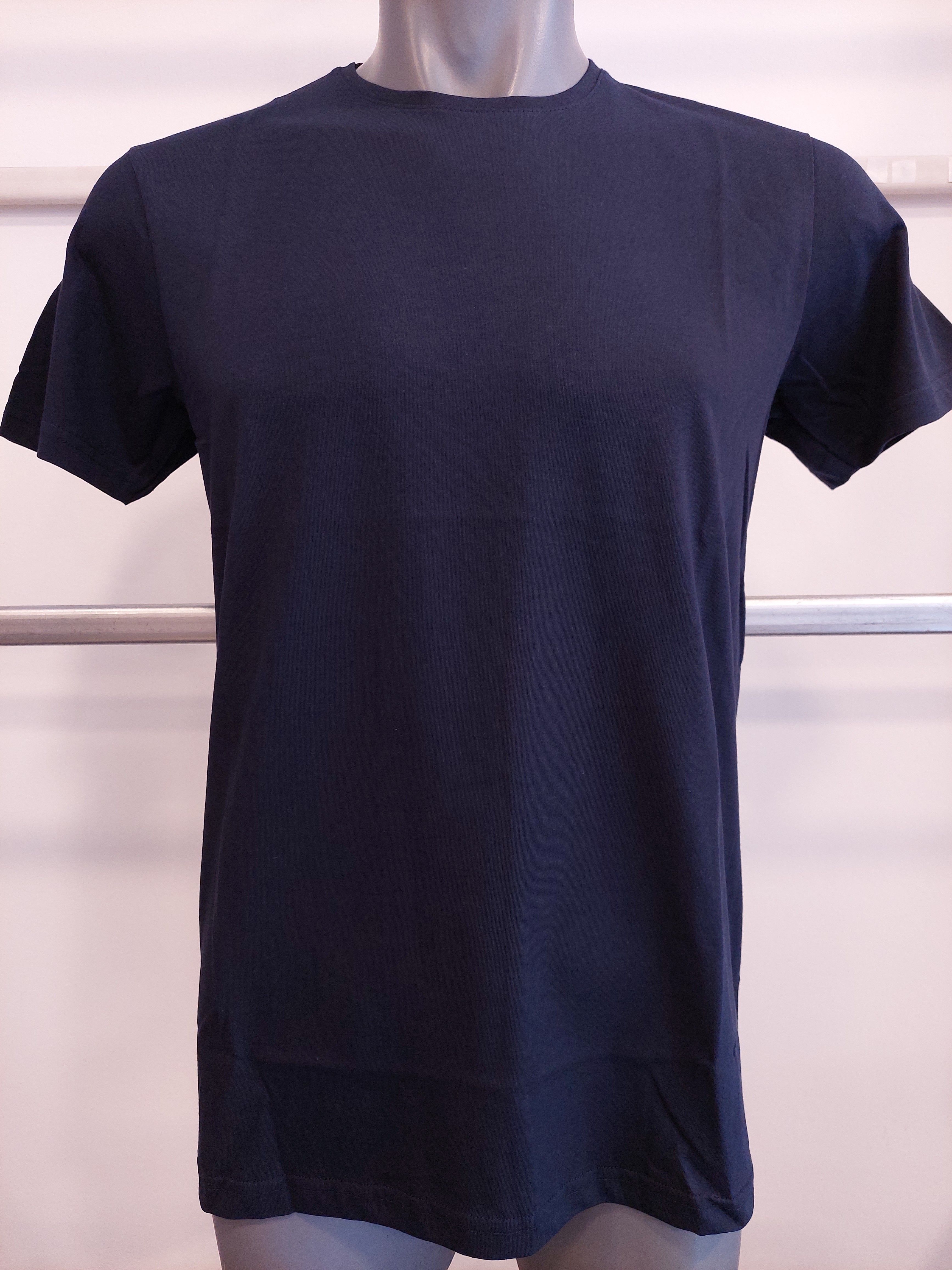 SIFIR YAKA PAMUKLU T-SHIRT - Lacivert