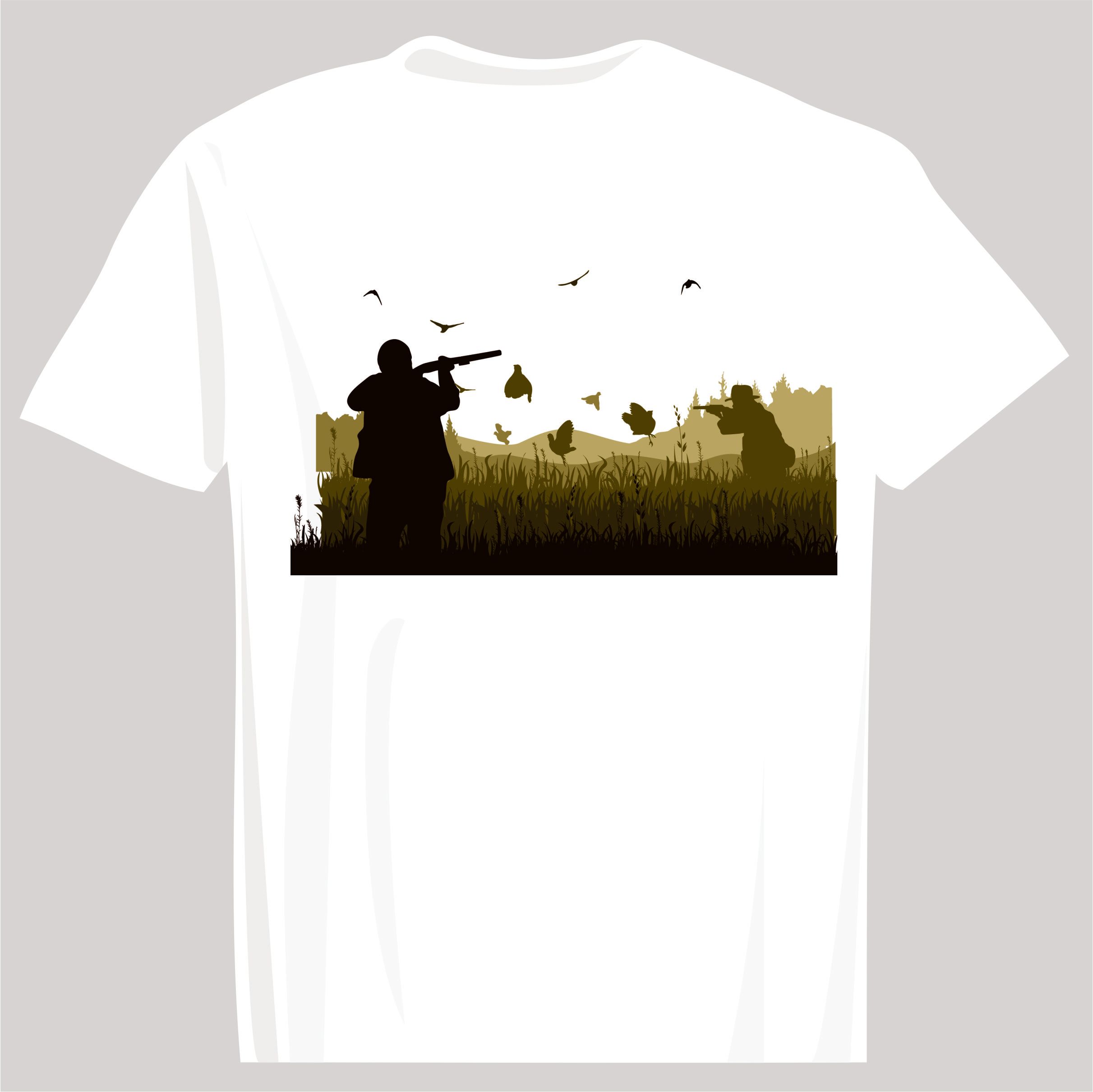 BASKILI T-SHIRT- AV-TÜFEK - Beyaz