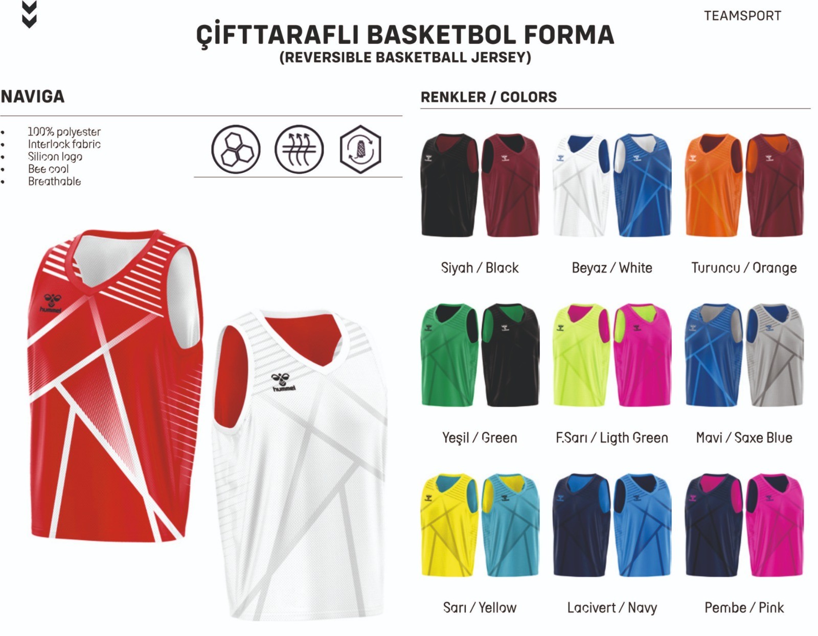 hummel Çift Taraflı Basketbol Forması- Naviga