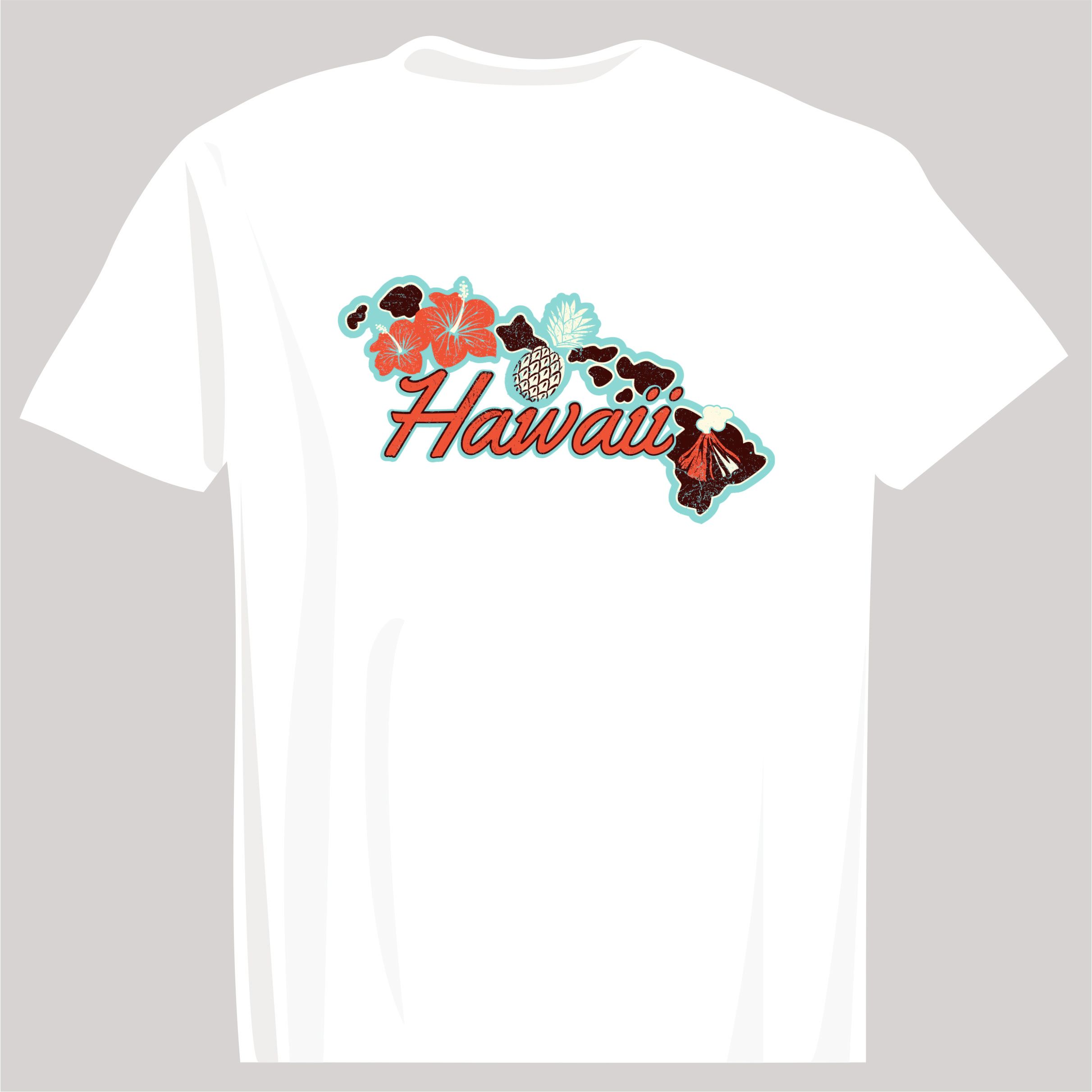 BASKILI T-SHIRT -Hawaii - Beyaz