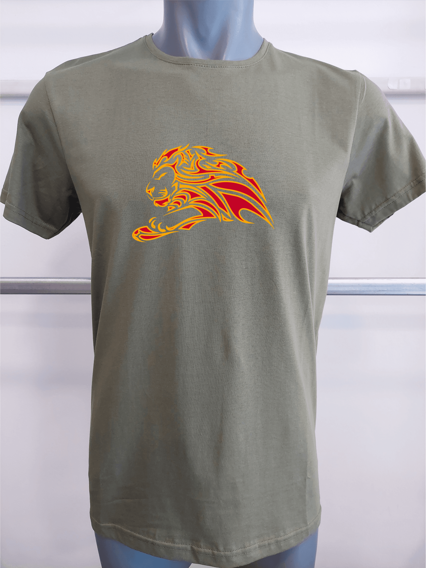 BASKILI T-SHIRT - ASLAN - haki