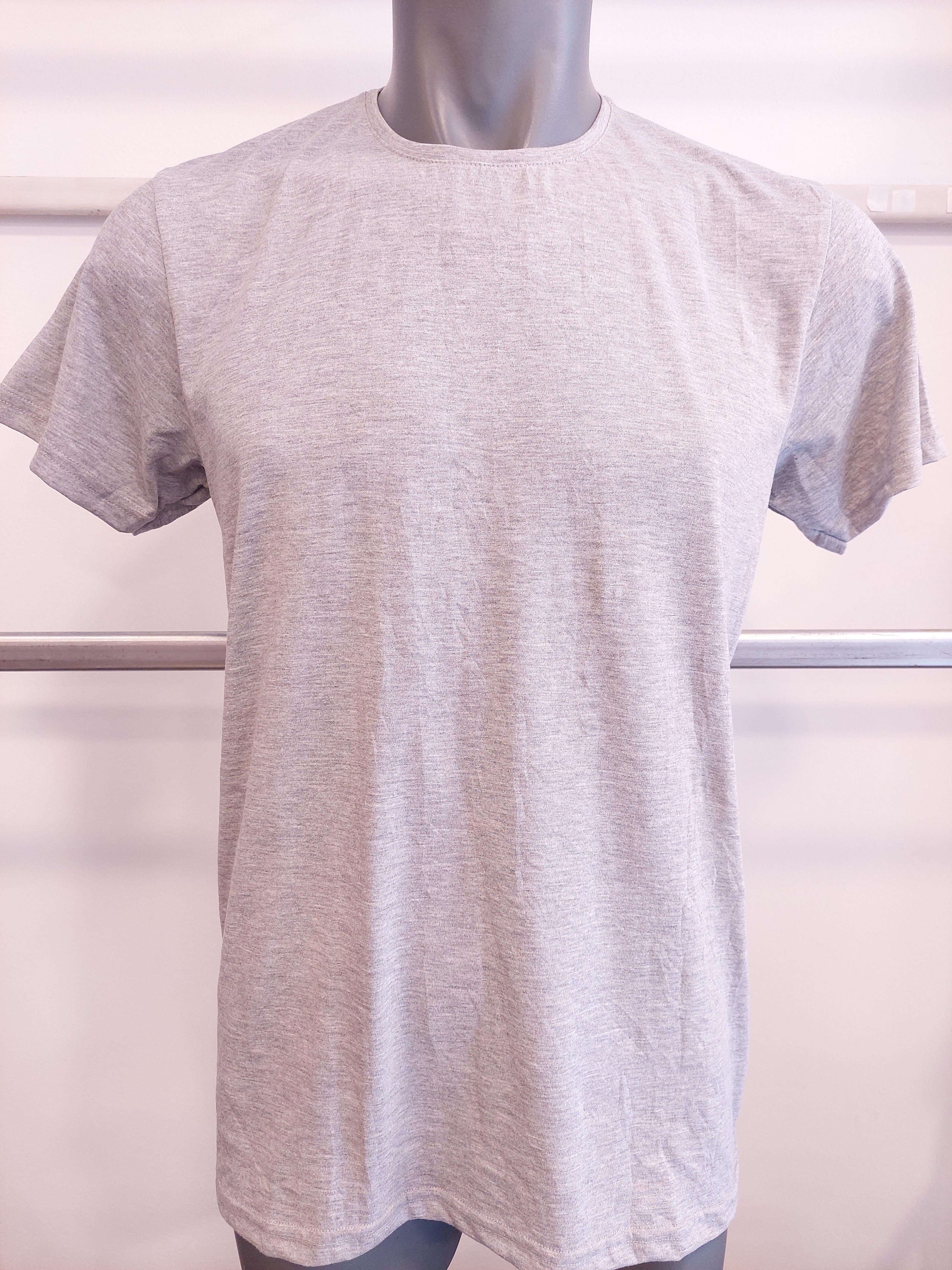 SIFIR YAKA PAMUKLU T-SHIRT - Gri