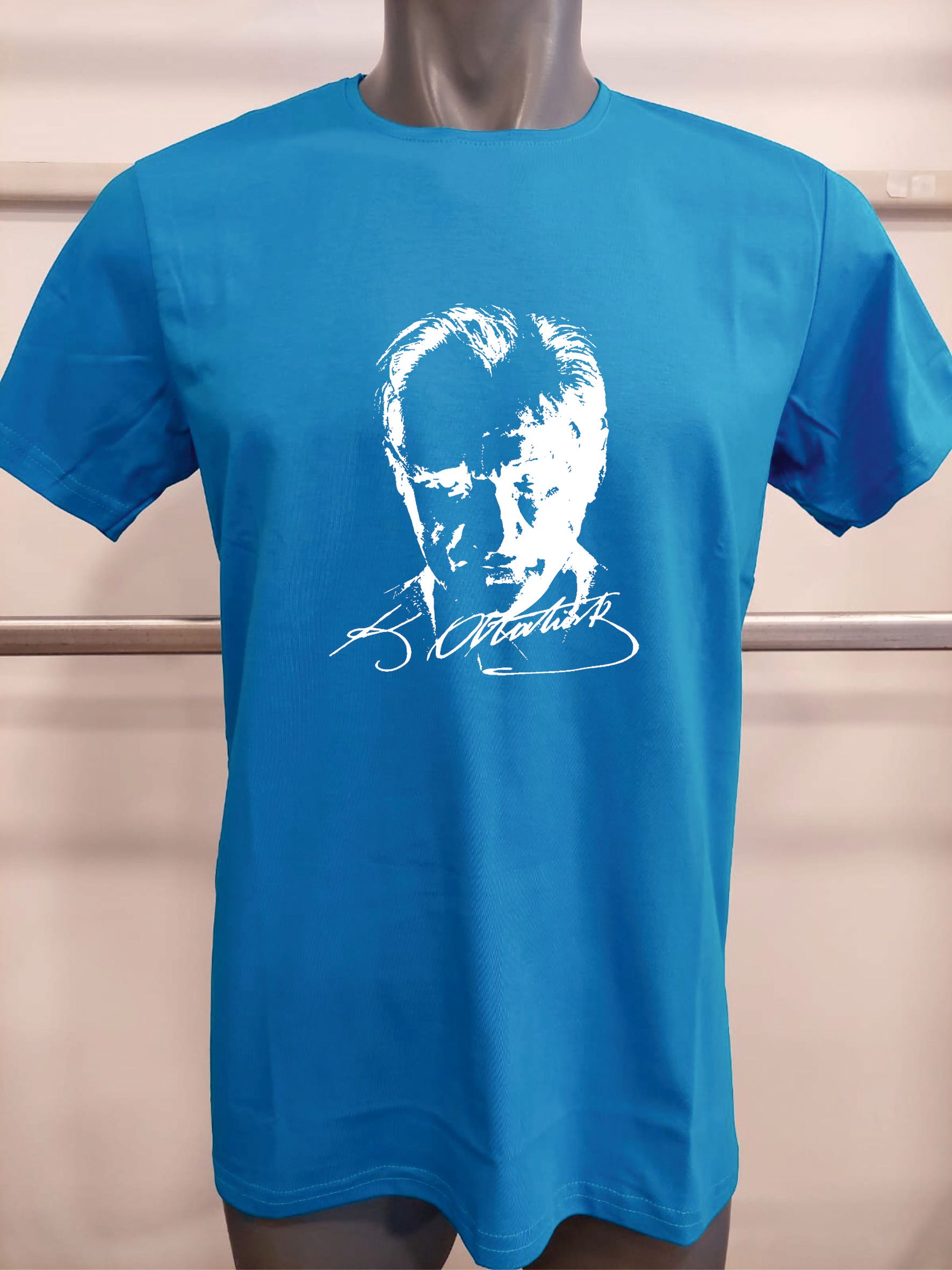 BASKILI T-SHIRT-Atatürk - Turkuaz