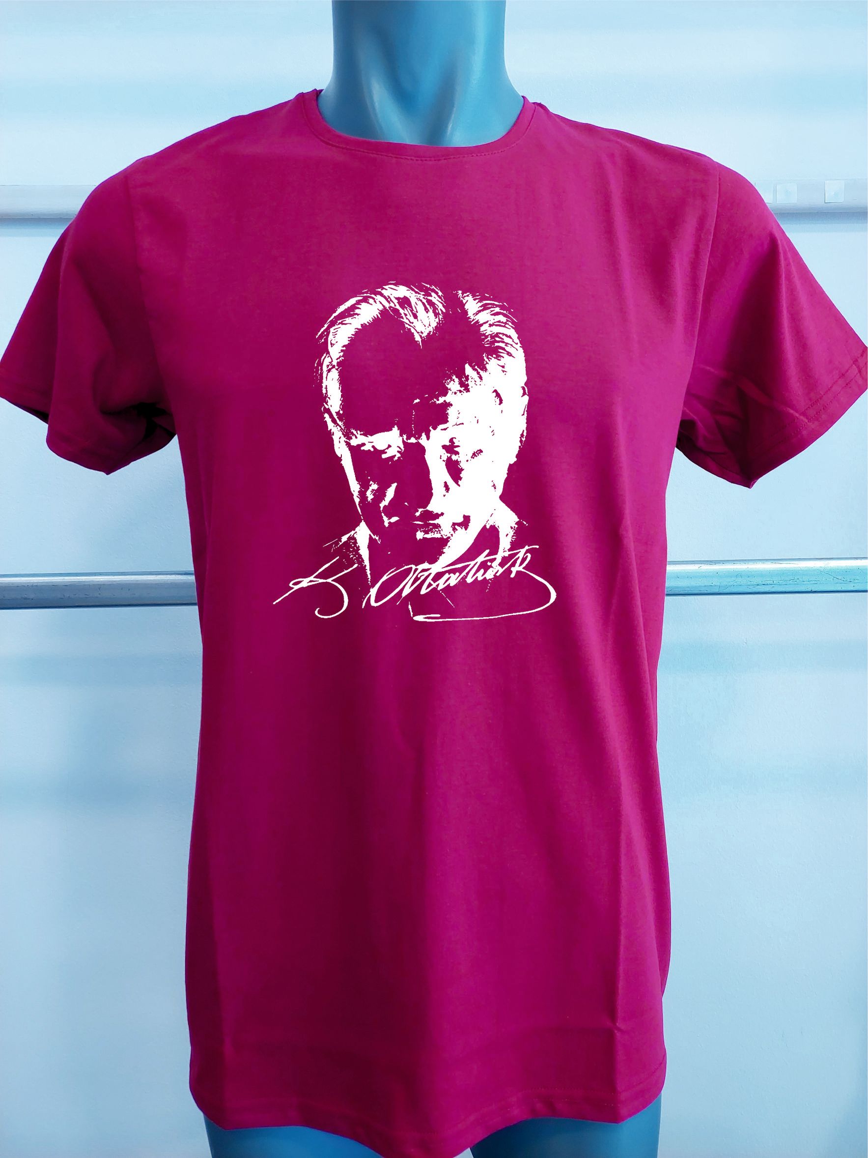 BASKILI T-SHIRT-Atatürk - Bordo