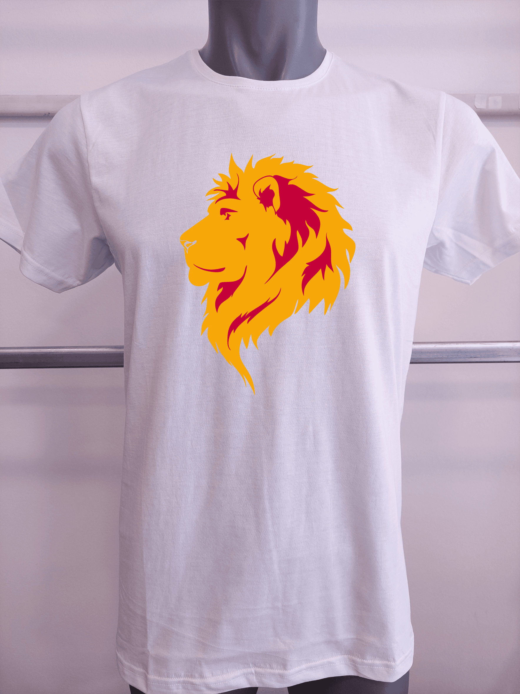 BASKILI T-SHIRT - ASLAN - Beyaz
