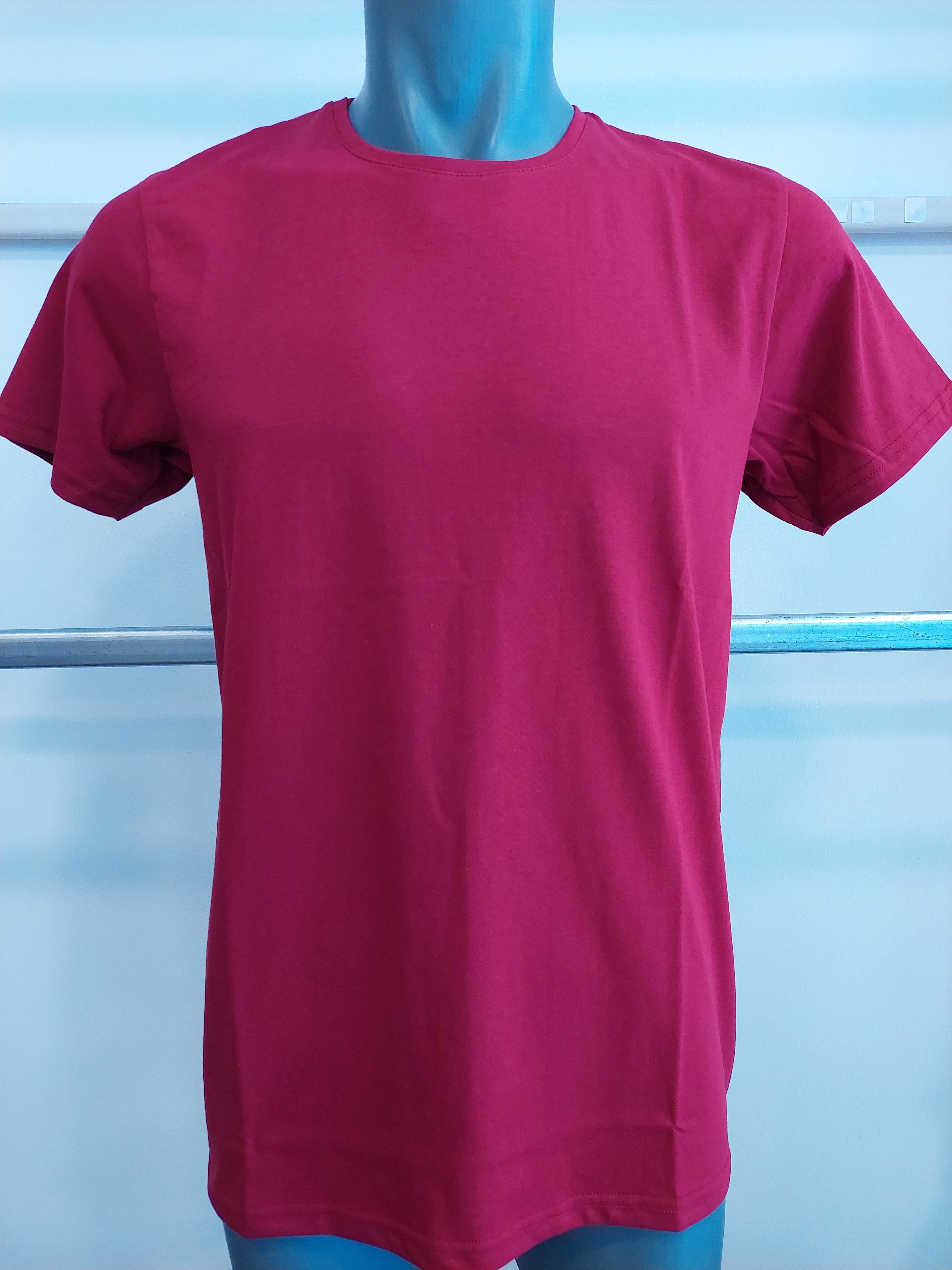 SIFIR YAKA PAMUKLU T-SHIRT - Bordo