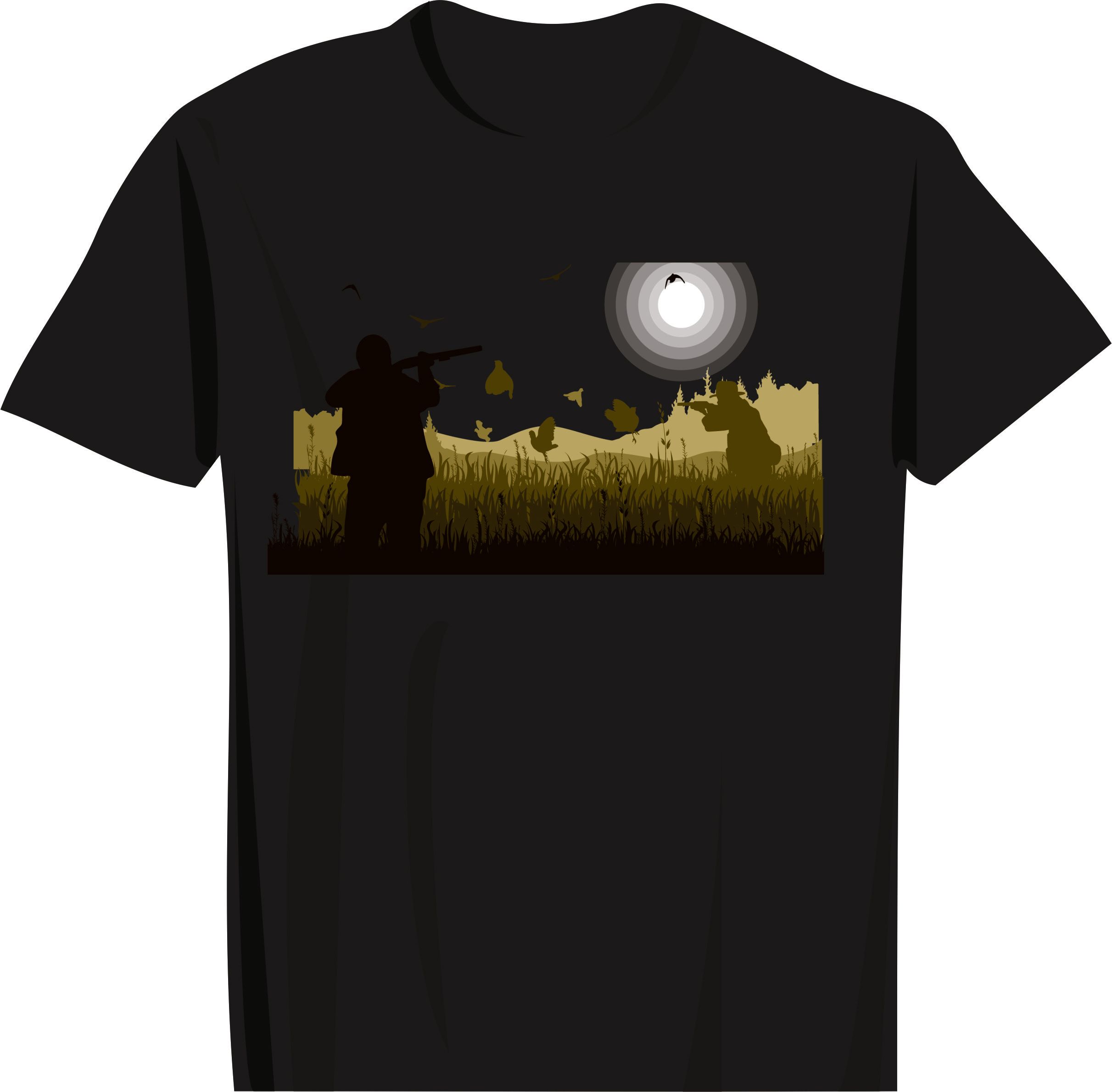 BASKILI T-SHIRT- AV-TÜFEK - Siyah