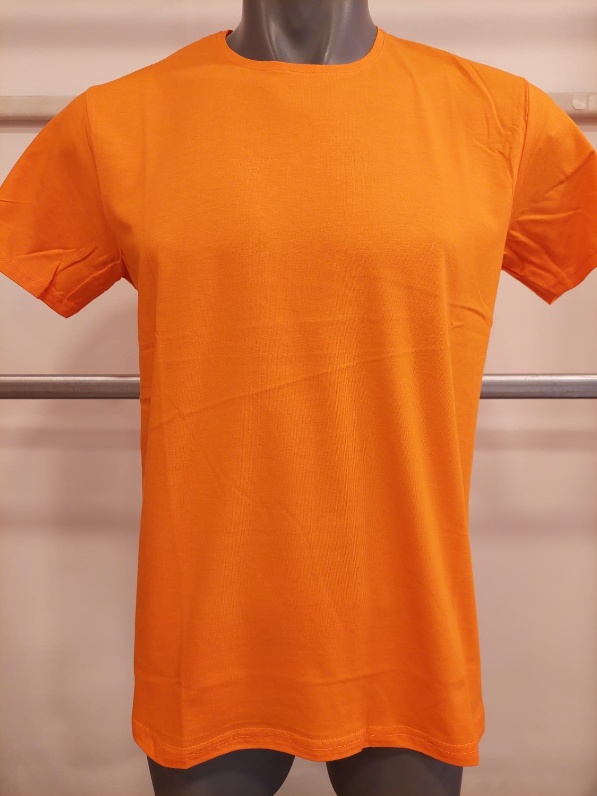 SIFIR YAKA PAMUKLU T-SHIRT - Turuncu