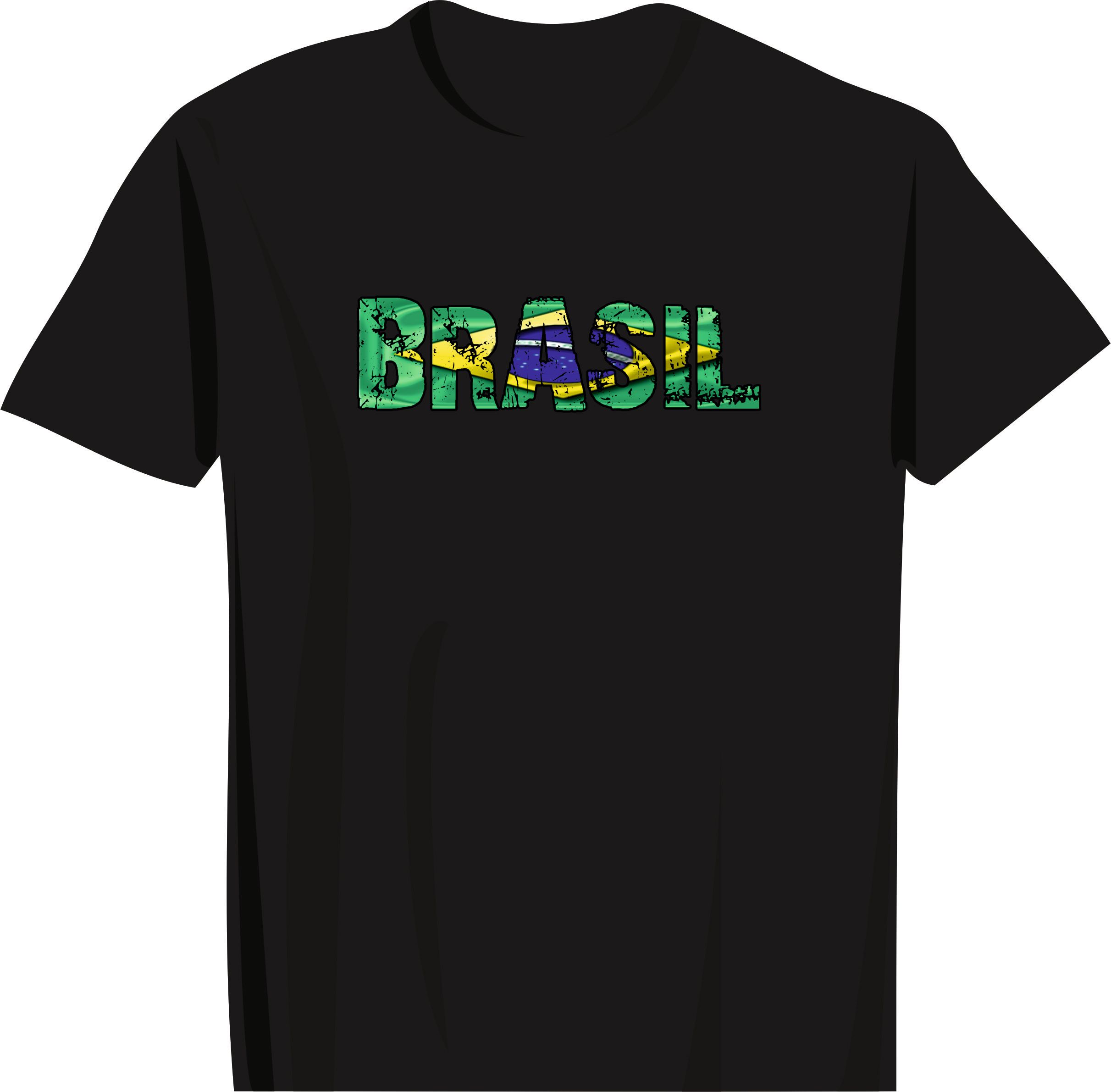 BASKILI T-SHIRT-Brazilya-BRASIL - Siyah