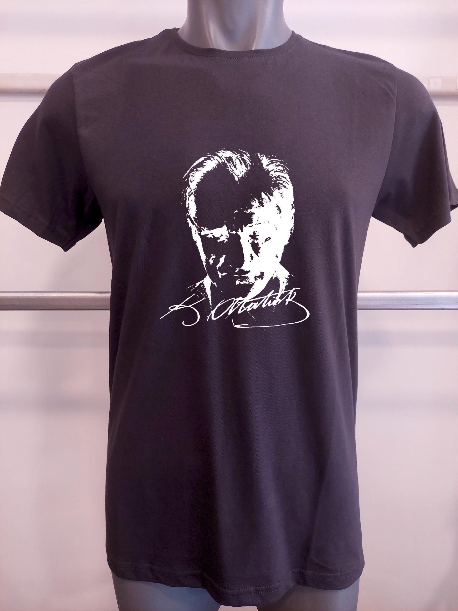 BASKILI T-SHIRT-Atatürk - antrasit