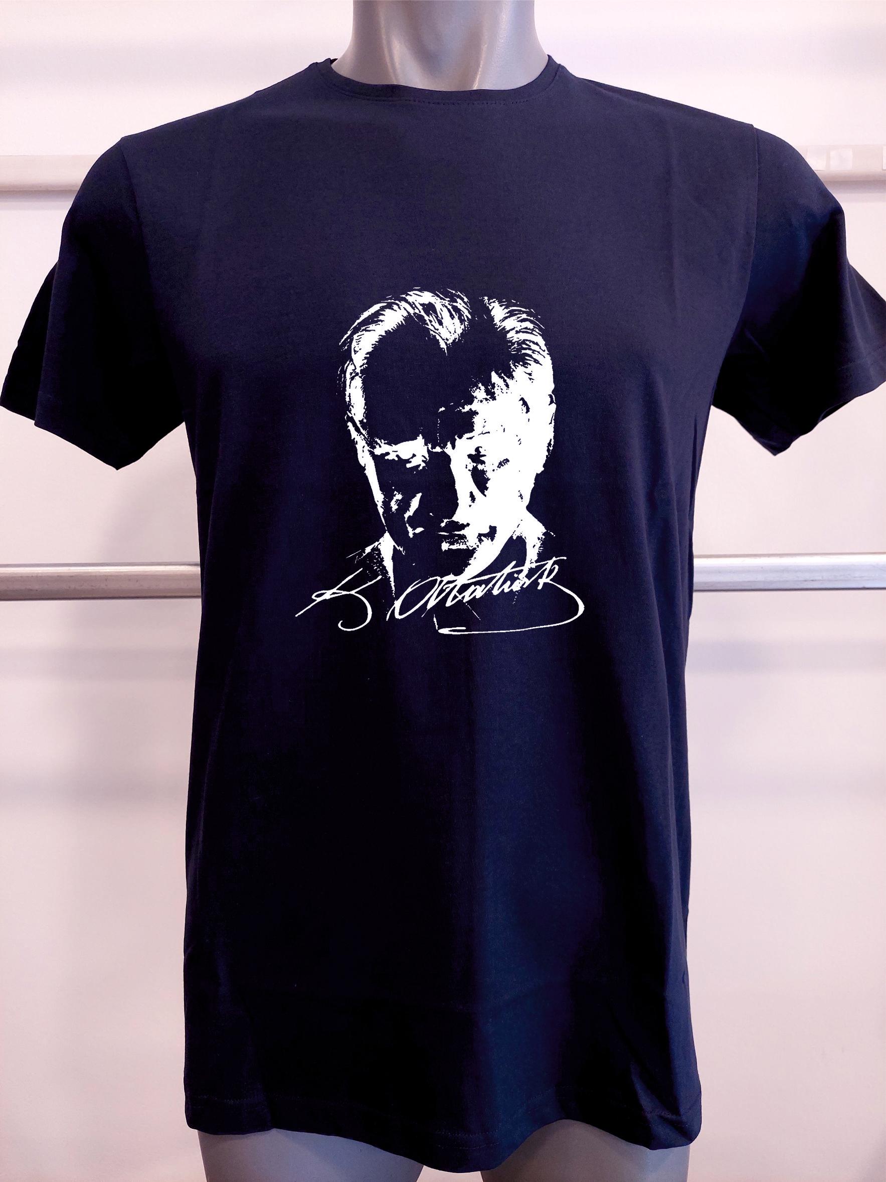 BASKILI T-SHIRT-Atatürk - Lacivert