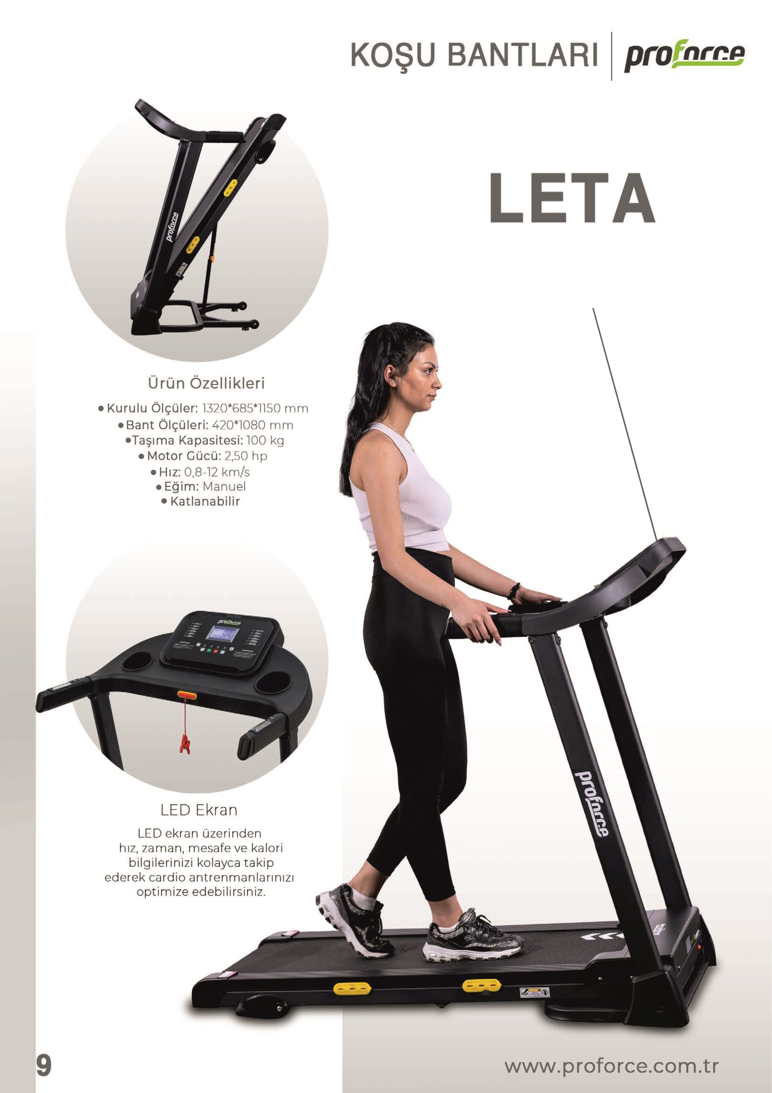Hera Koşu Bandı, Eğimli, 10km Hız, Katlanabilir, 2HP motor