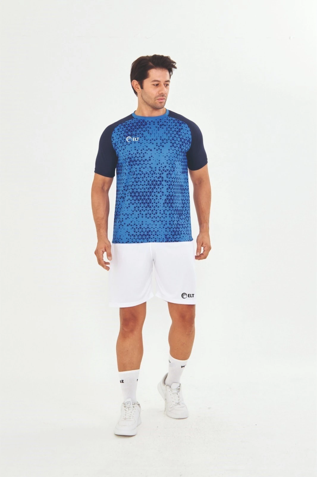 ELT premium antrenman t-shirt&şort takım - Sax mavi