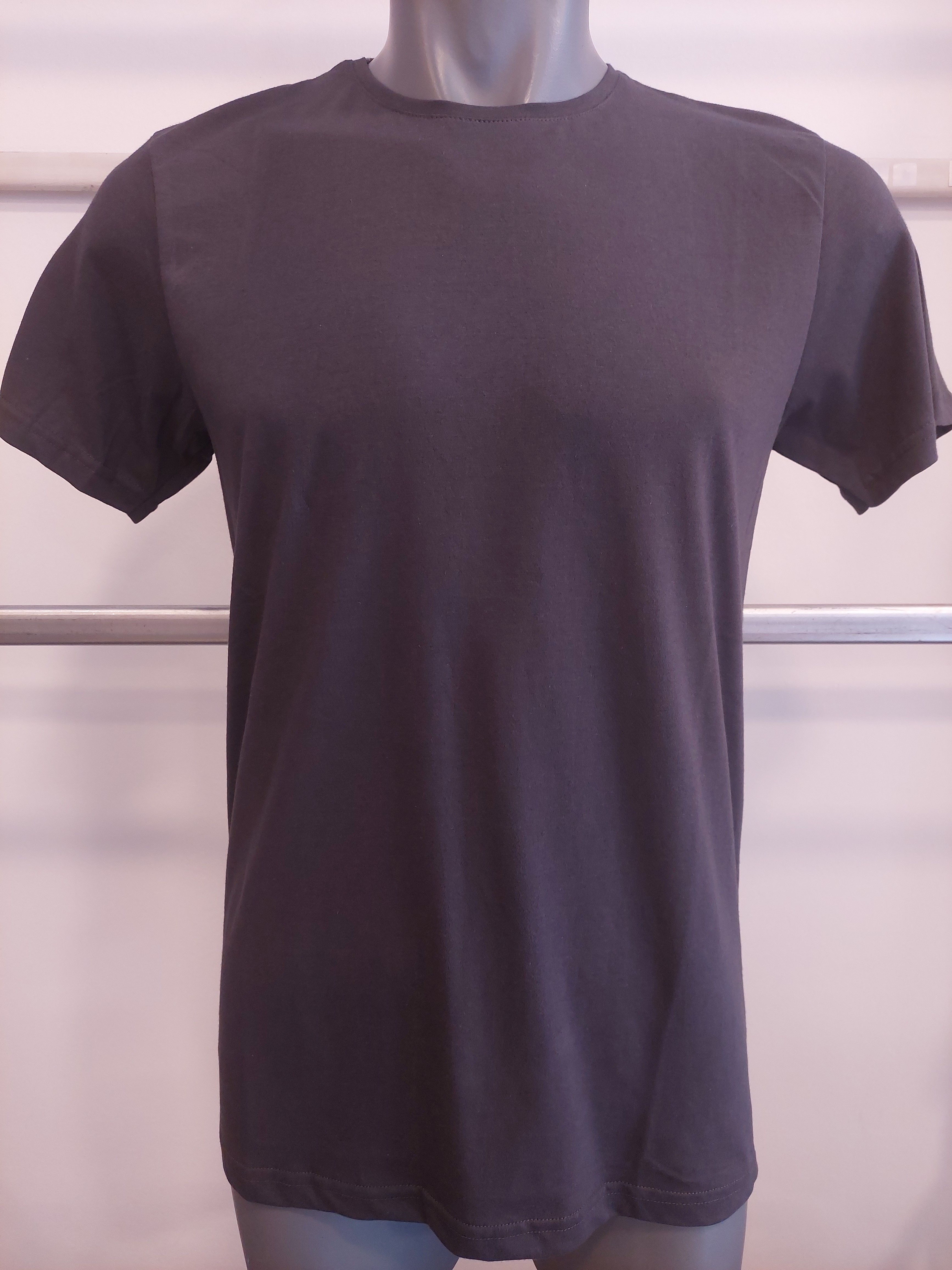 SIFIR YAKA PAMUKLU T-SHIRT - antrasit