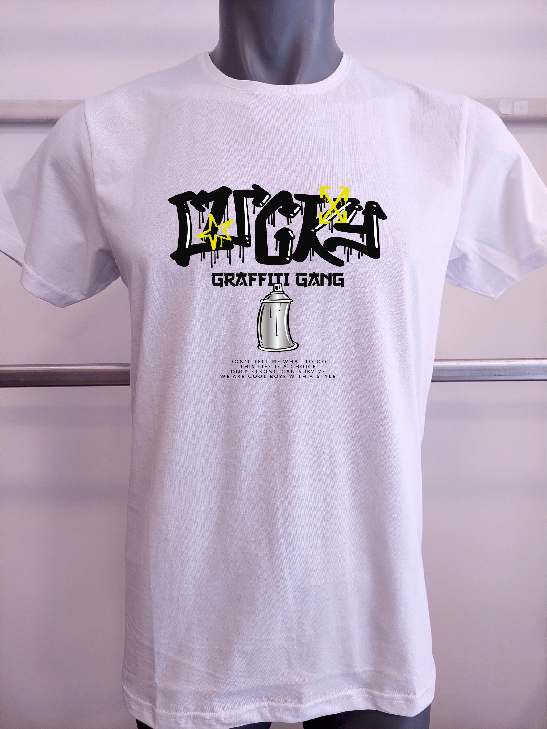 BASKILI T-SHIRT - Beyaz