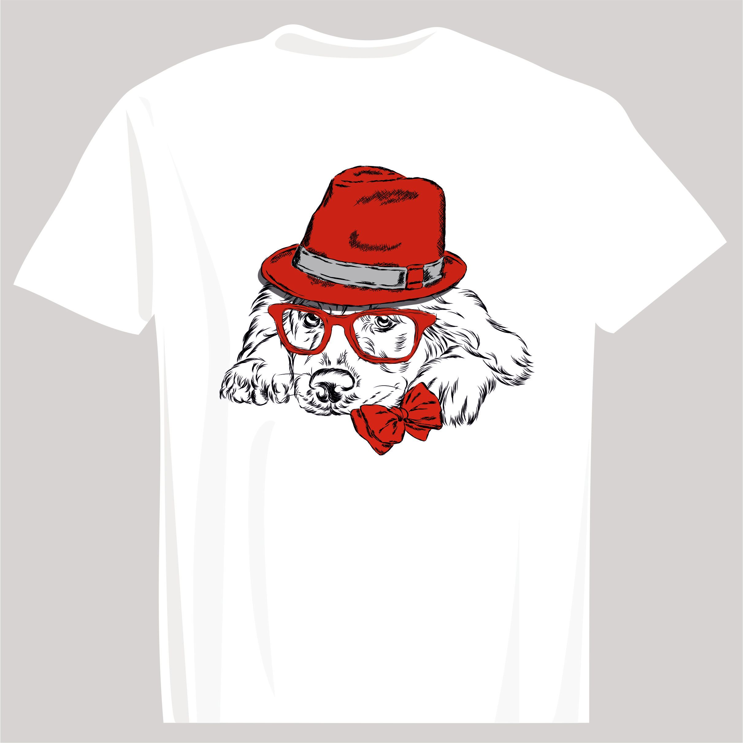 BASKILI T-SHIRT-KÖPEK - Beyaz