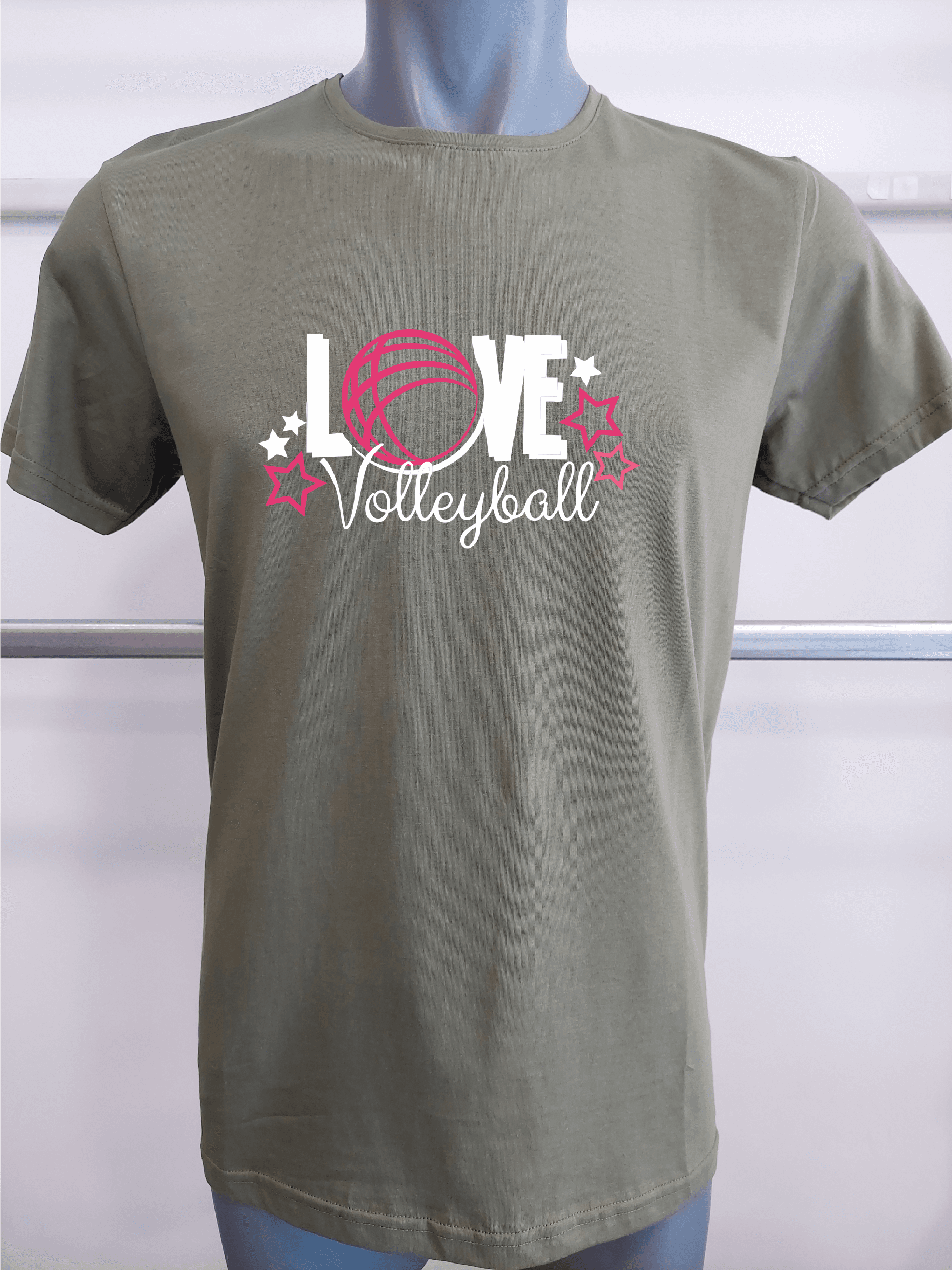 BASKILI T-SHIRT- VOLEYBOL - haki