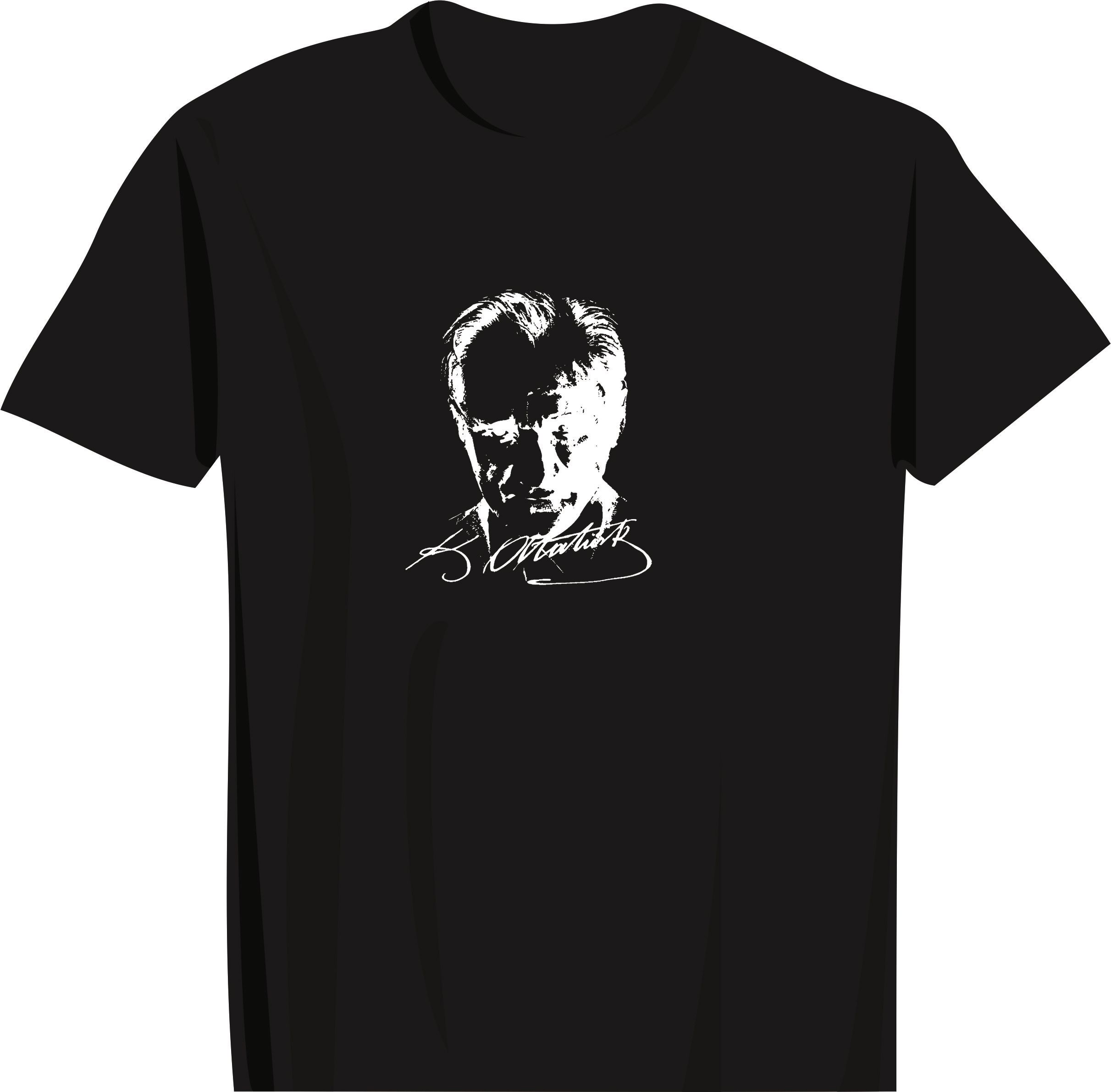 BASKILI T-SHIRT - ATATÜRK - Siyah