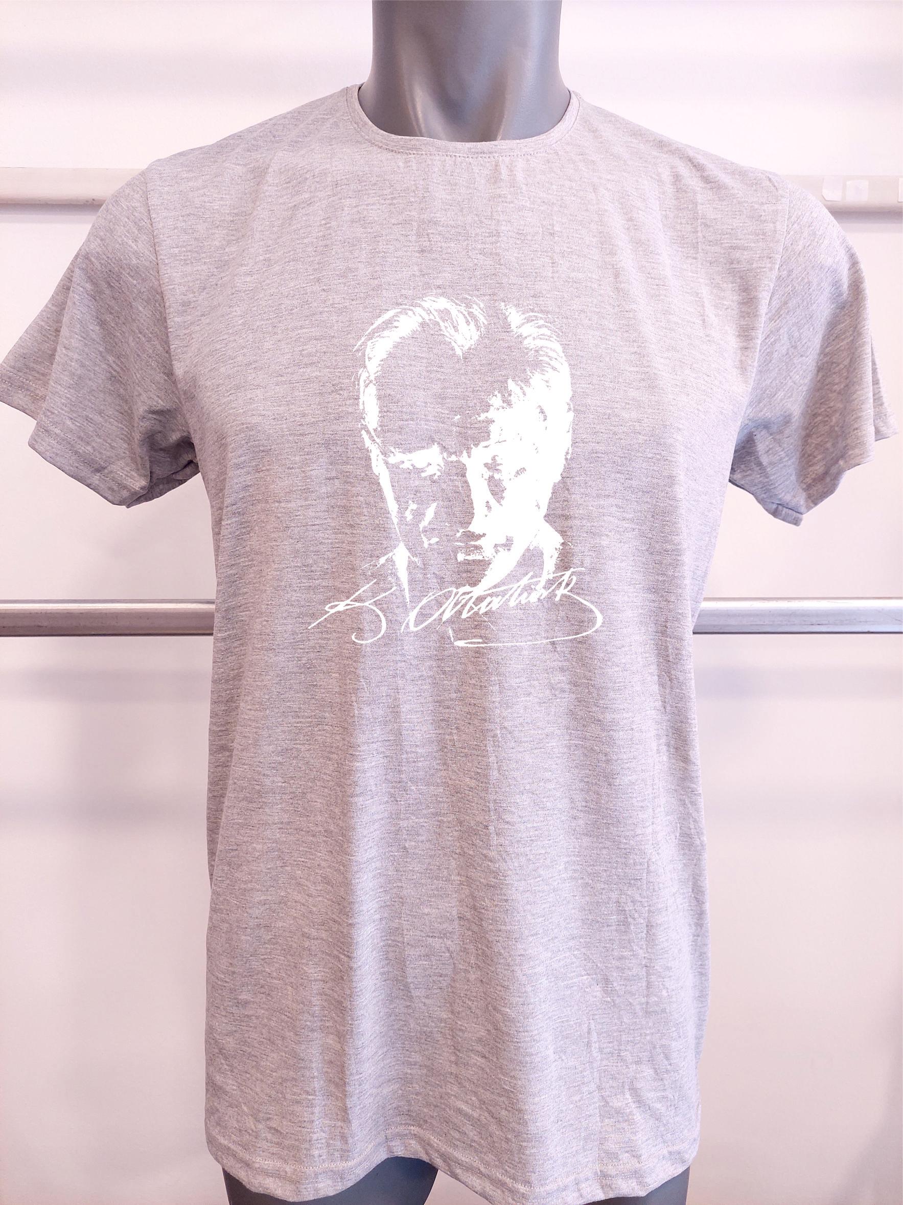 BASKILI T-SHIRT-Atatürk - Gri