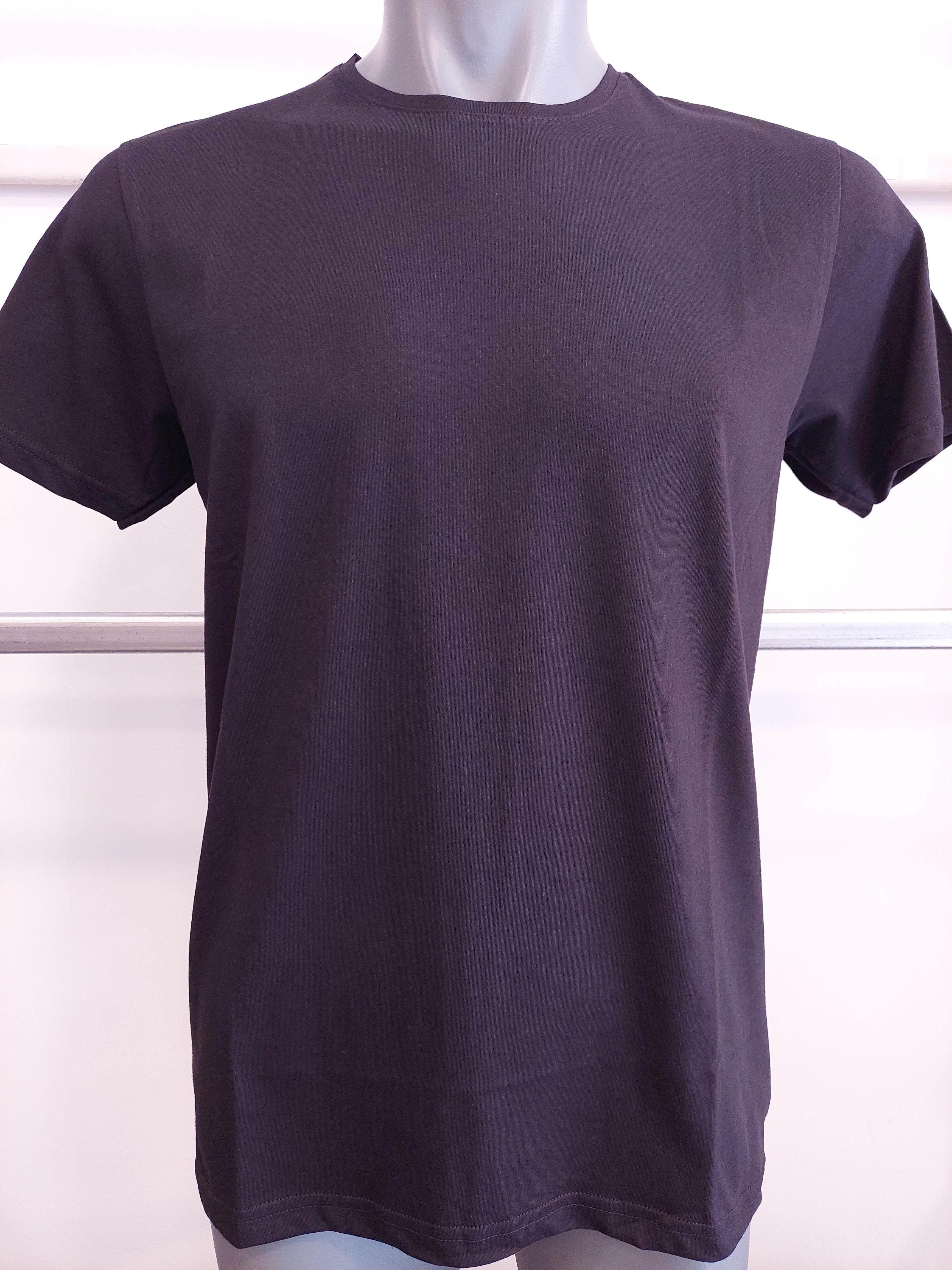 SIFIR YAKA PAMUKLU T-SHIRT - Siyah