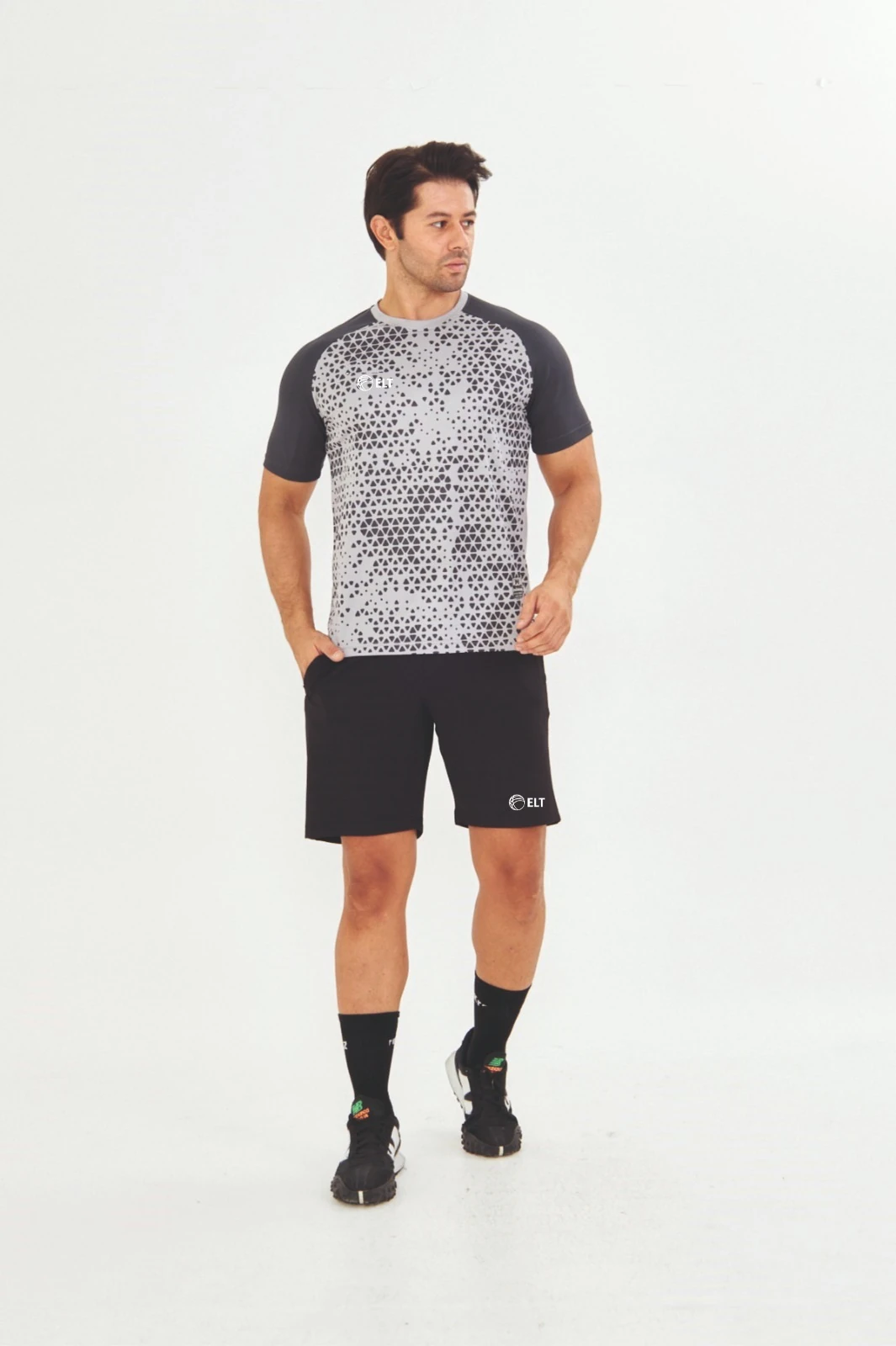 ELT premium antrenman t-shirt&şort takım - antrasit
