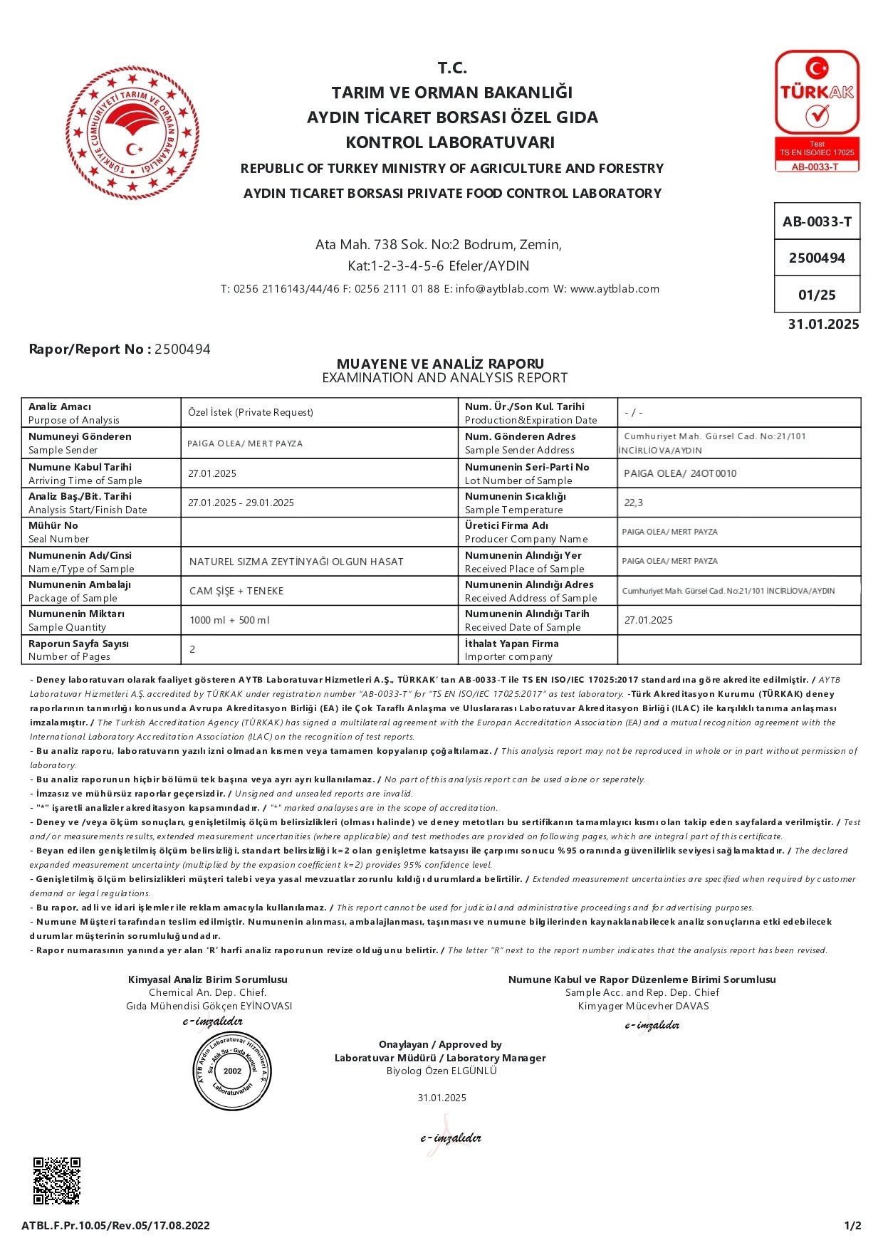 Olgun Hasat Natürel Sızma Zeytinyağı