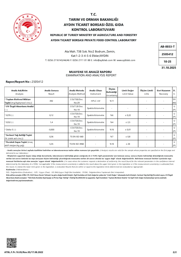 Yeni Sezon İlk Hasat (Filtresiz) Natürel Sızma Zeytinyağı