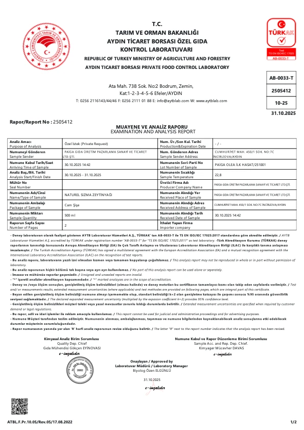 Yeni Sezon İlk Hasat (Filtresiz) Natürel Sızma Zeytinyağı