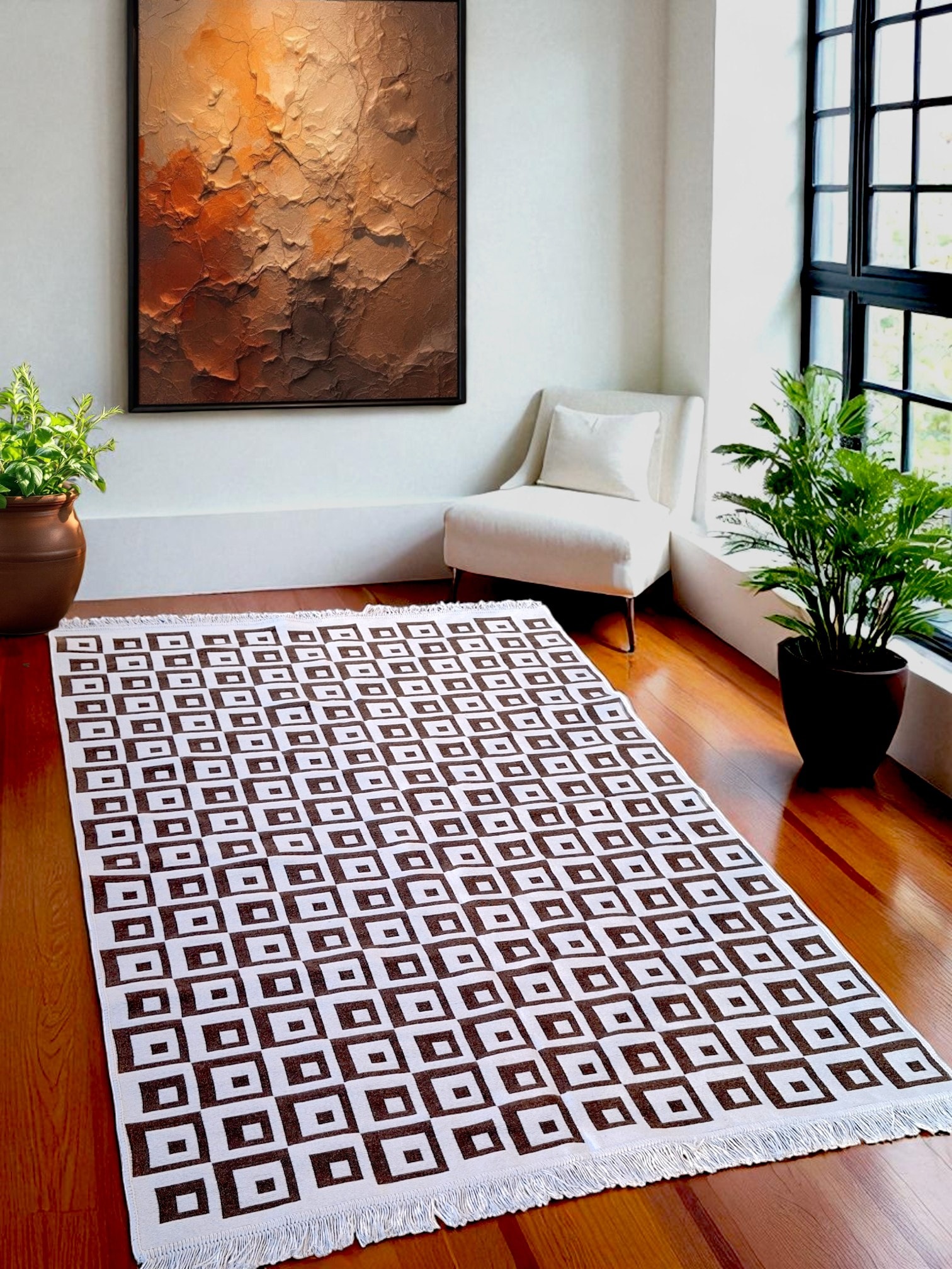 Dokuma Kilim Modern Desen Pastel Renkler Çift Taraflı Dokuma Kilim SWLRUG202510