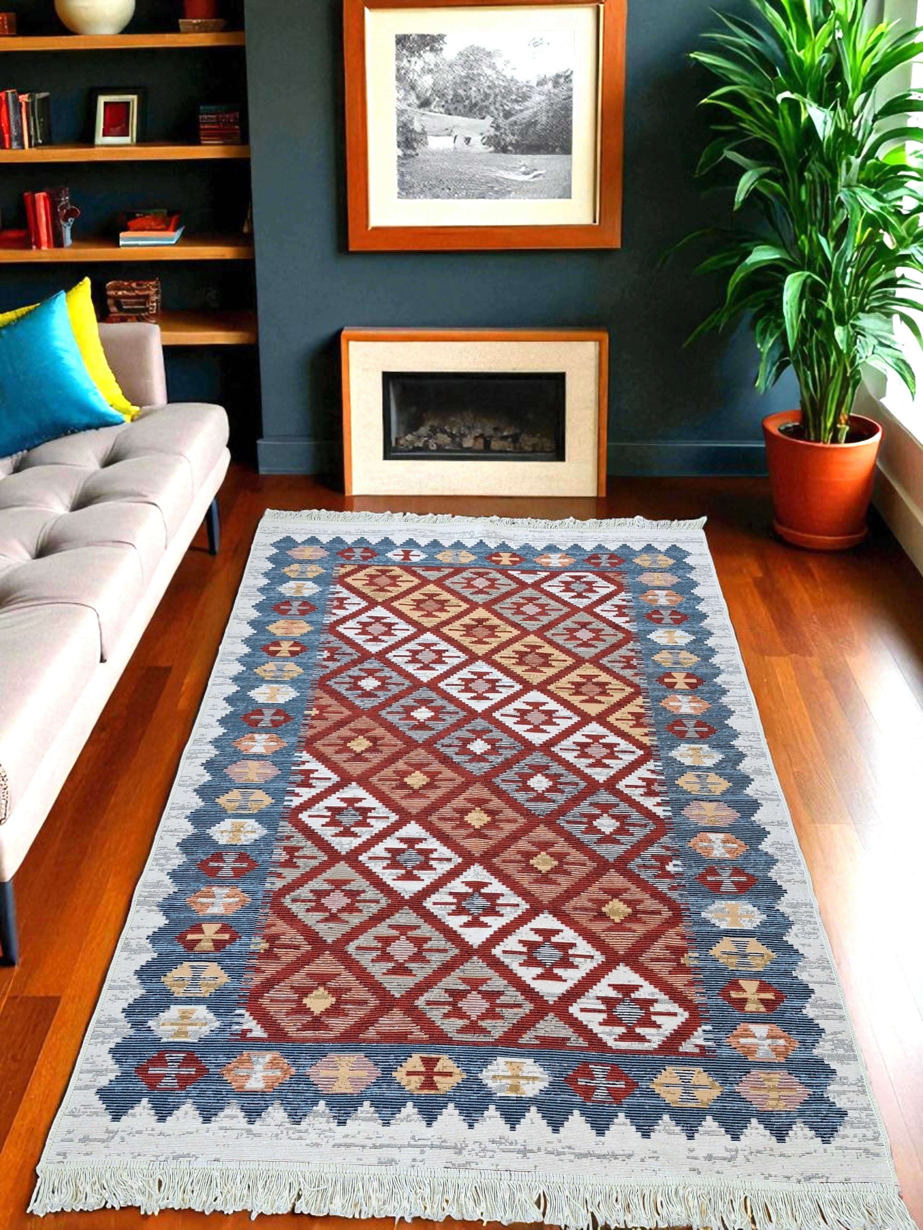 Kilim Etnik Desenli Çok Renkli Dokuma Kilim SWLRUG202506