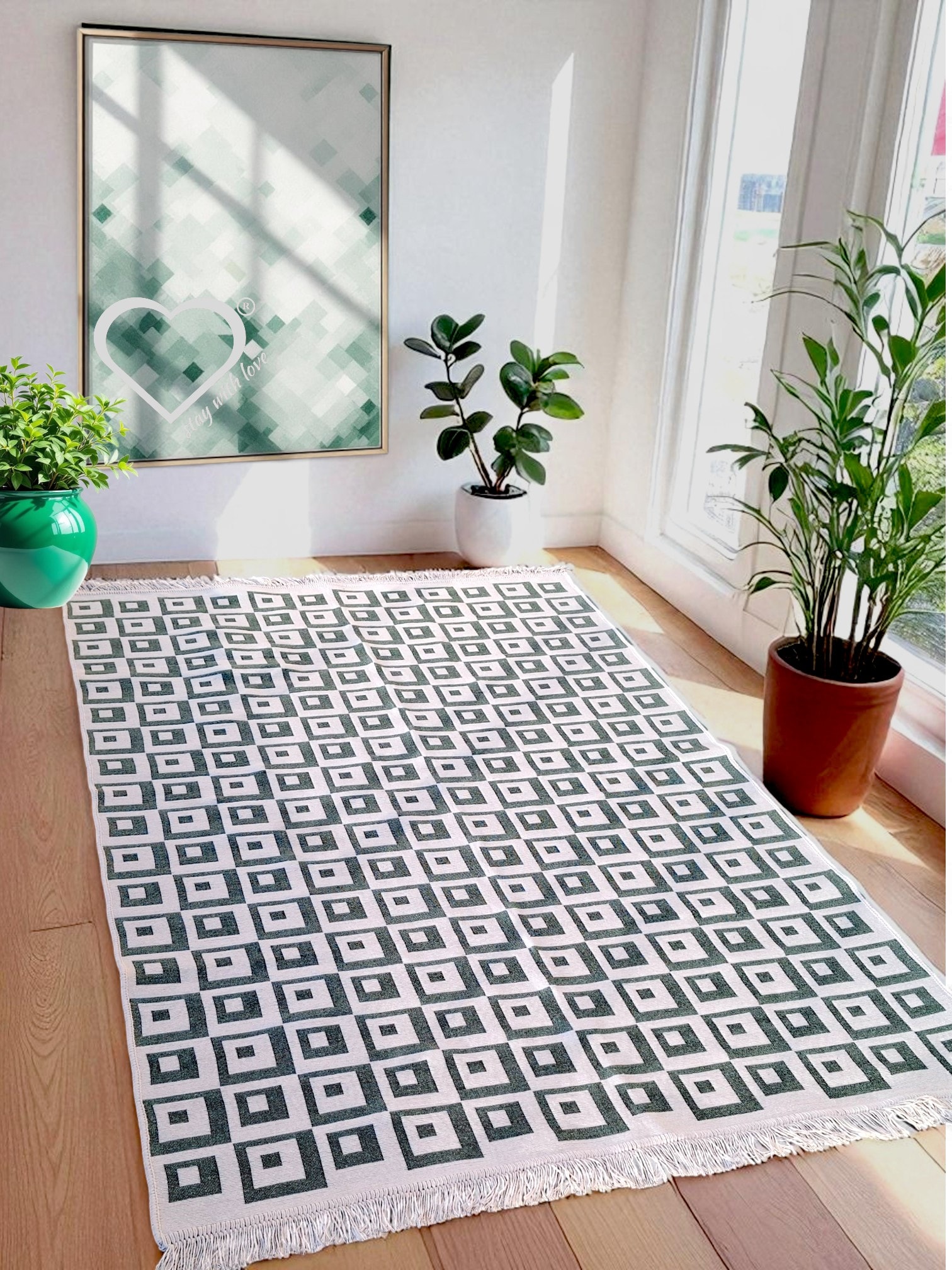 Dokuma Kilim Modern Desen Pastel Renkler Çift Taraflı Dokuma Kilim SWLRUG202510