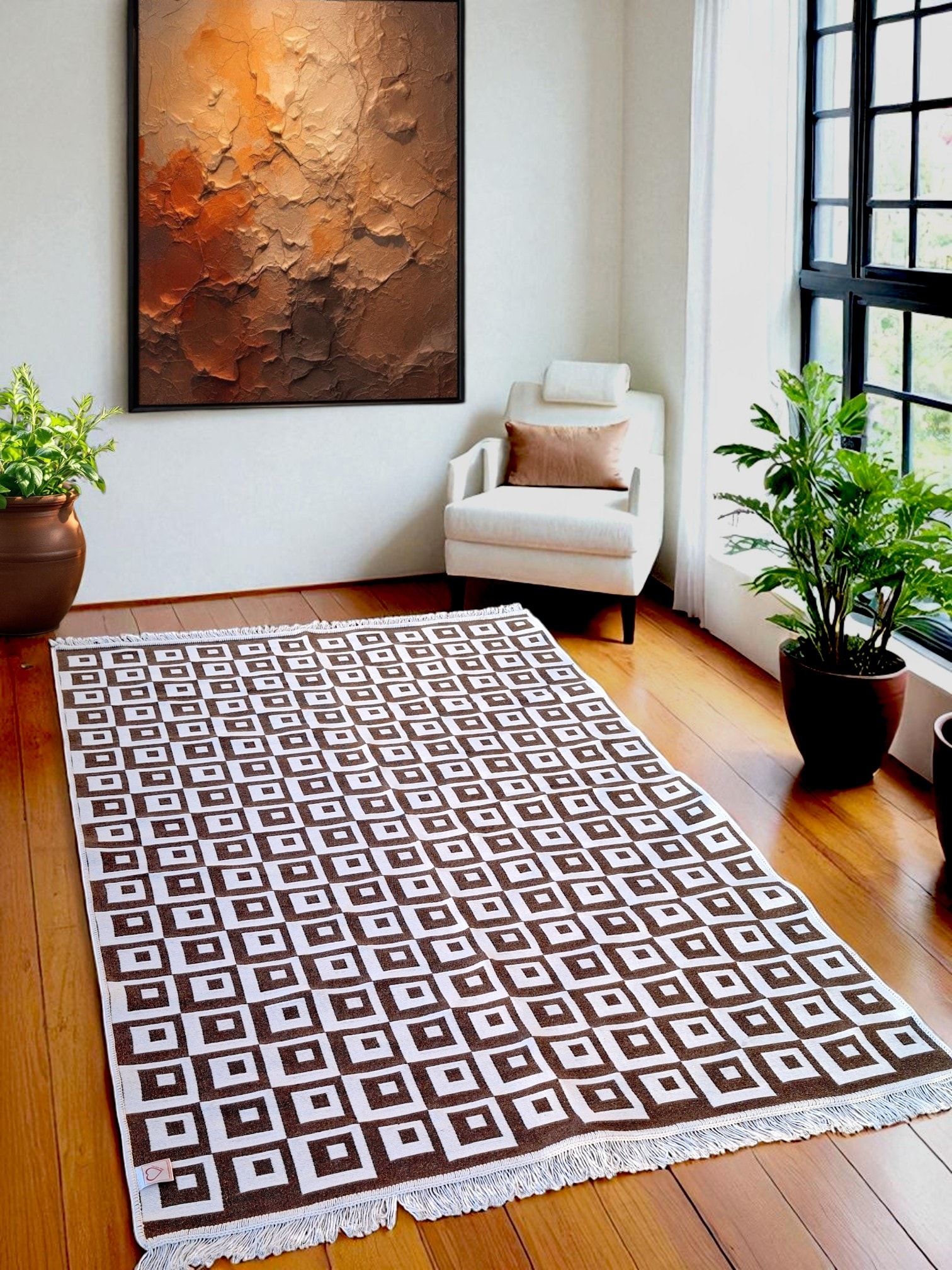 Dokuma Kilim Modern Desen Pastel Renkler Çift Taraflı Dokuma Kilim SWLRUG202510