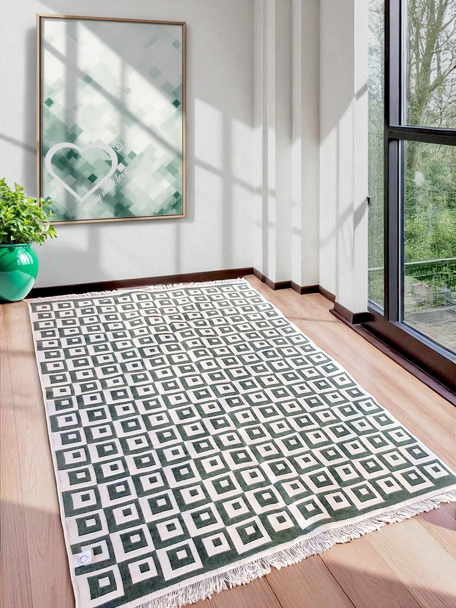 Dokuma Kilim Modern Desen Pastel Renkler Çift Taraflı Dokuma Kilim SWLRUG202510
