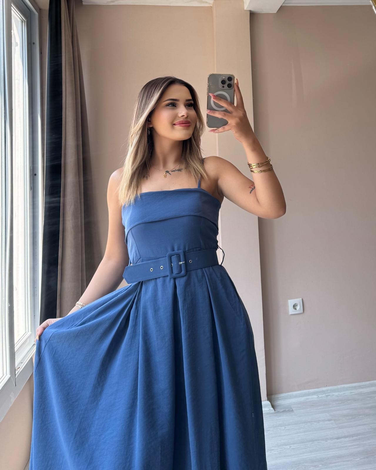 MOVİ KEMERLİ ELBİSE