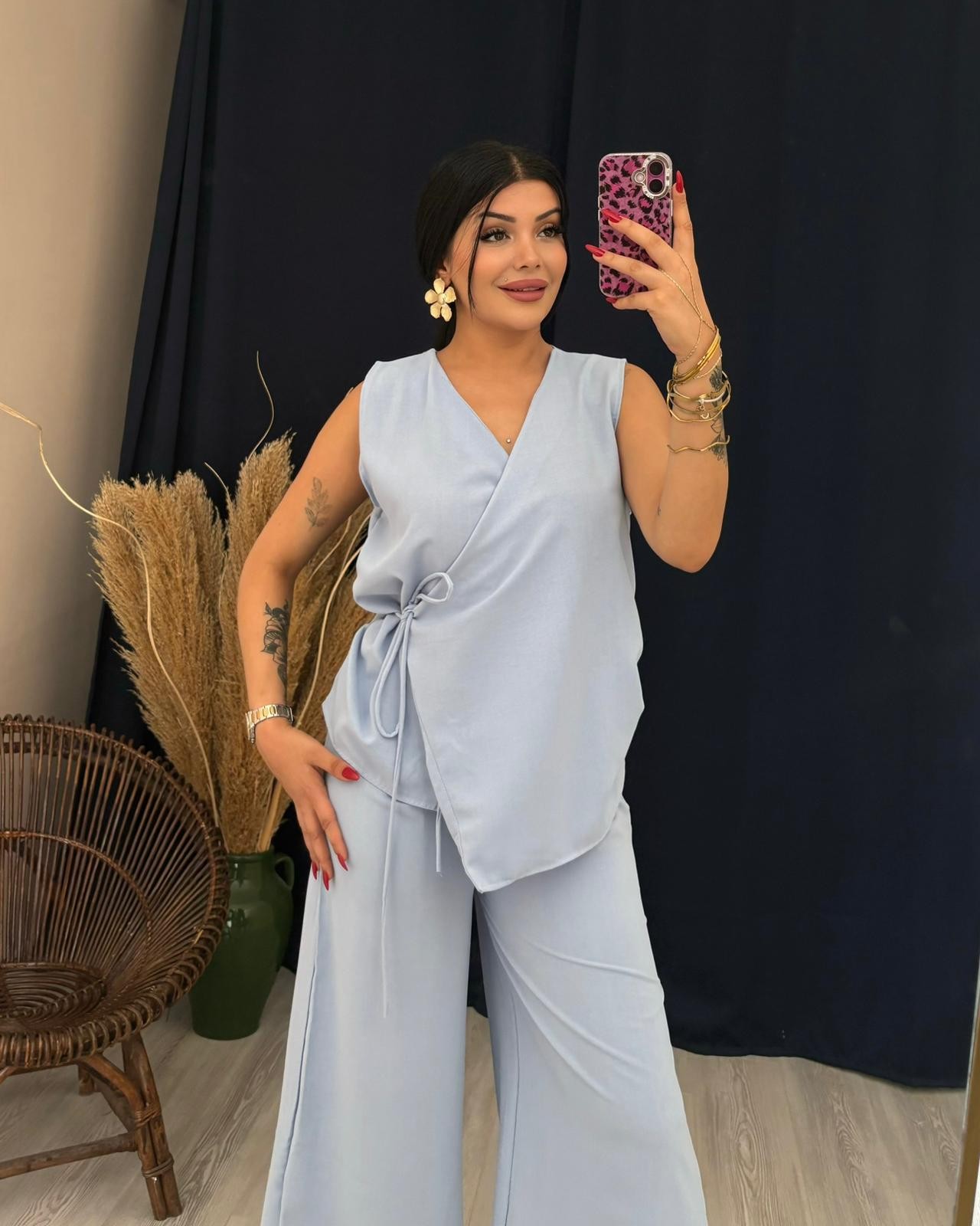 CREP KRUVAZE YAKA BAĞLAMALI TAKIM