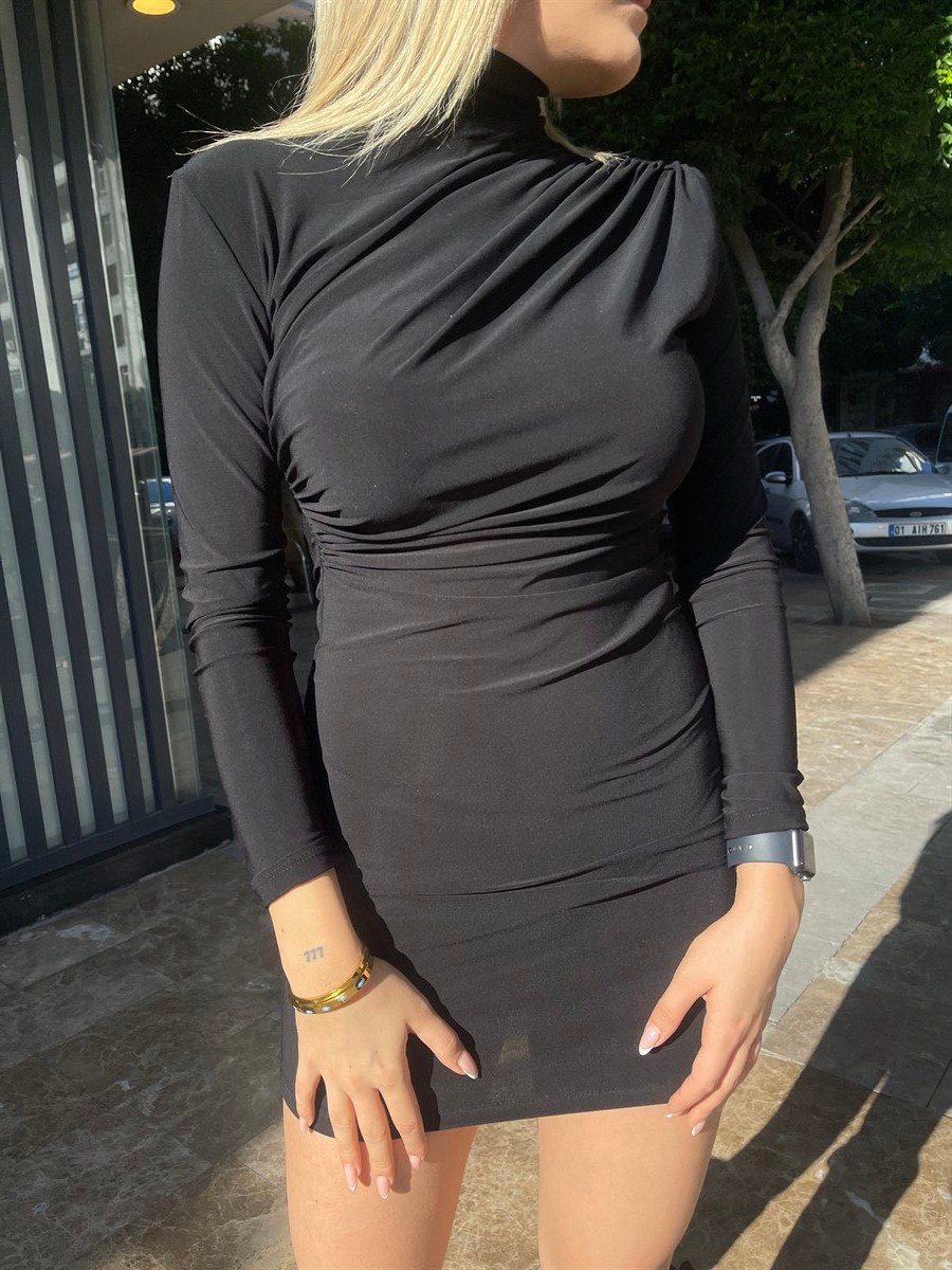 Yanı Büzgülü Candy Kumaş Elbise
