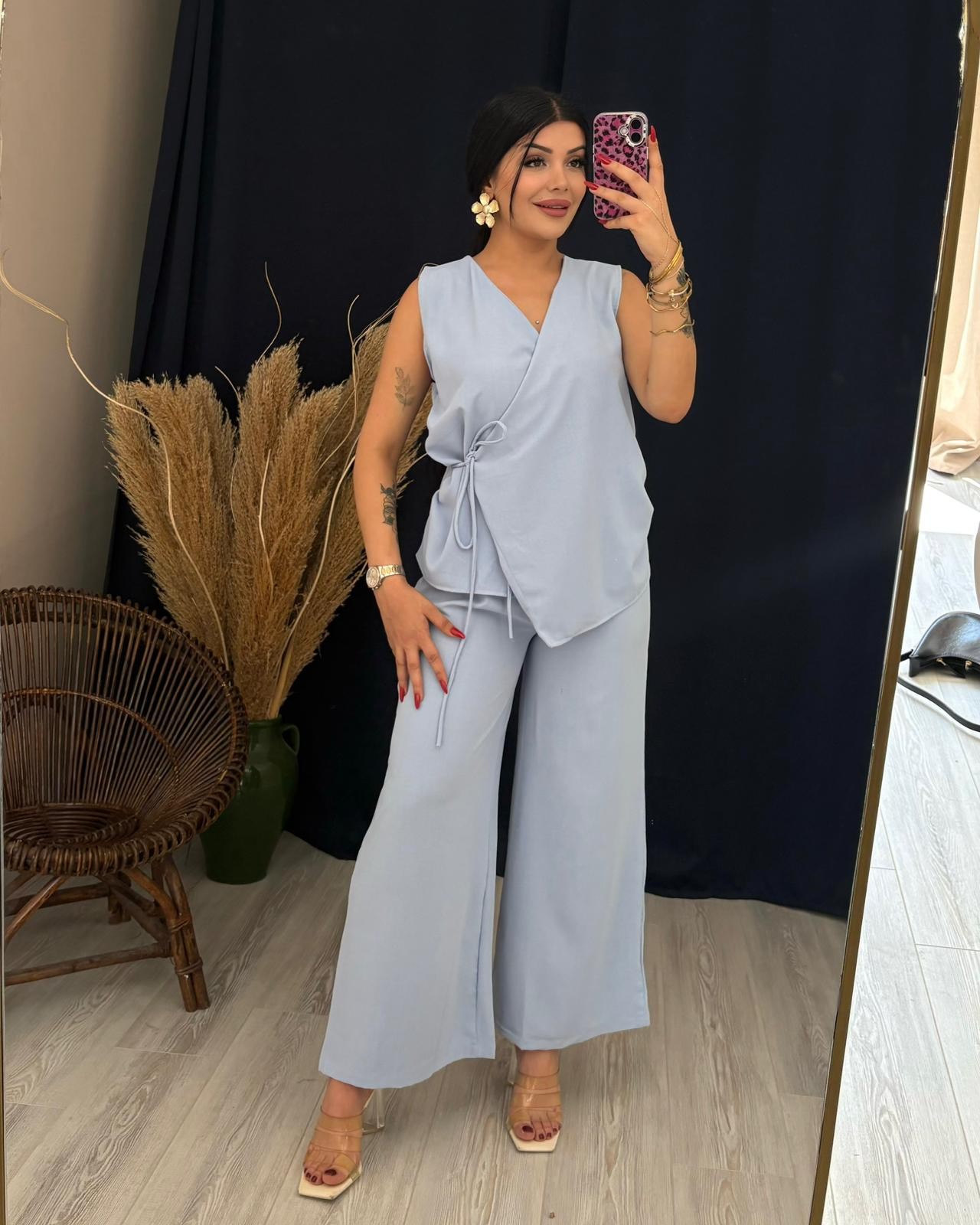 CREP KRUVAZE YAKA BAĞLAMALI TAKIM