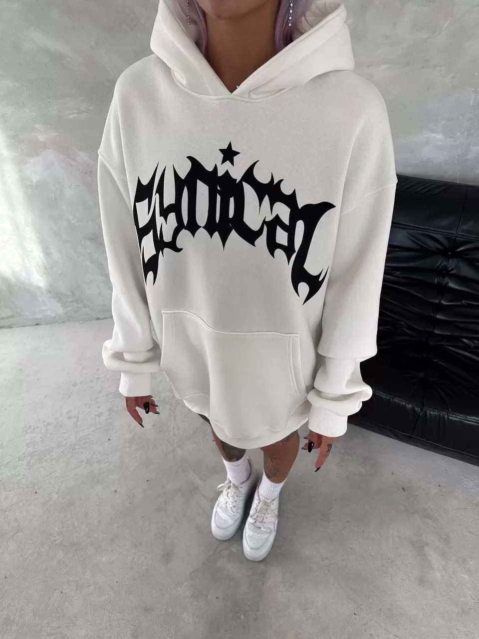 Unisex Üç İplik Kapüşonlu Baskılı Sweatshirt