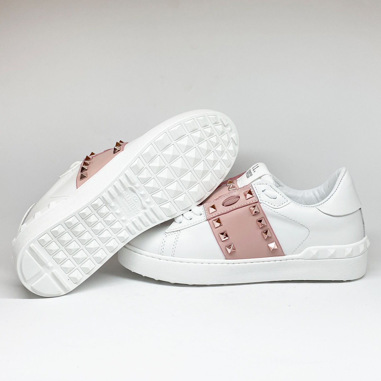 Pembe Şeritli Troklu Beyaz Sneaker