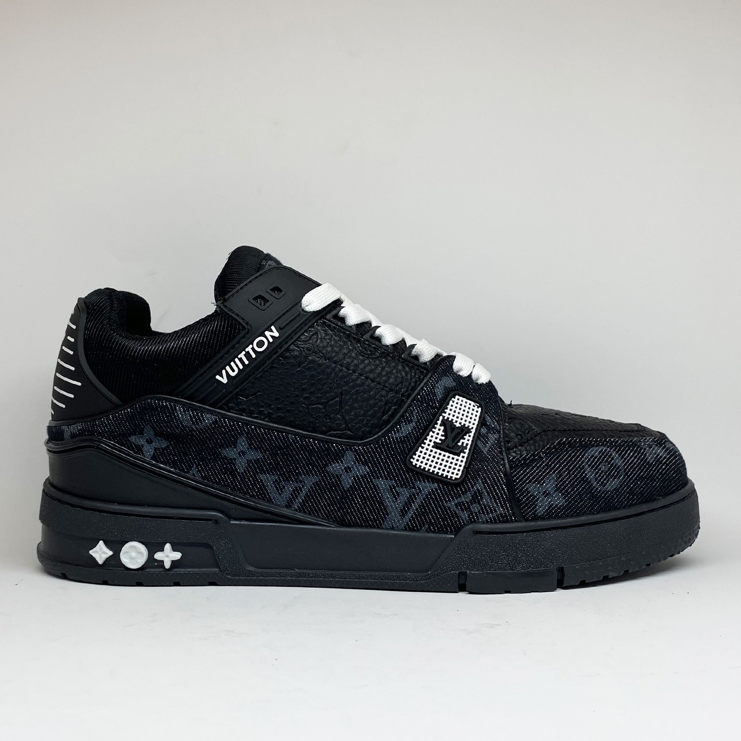 Siyah Deri Kombin Erkek Sneaker