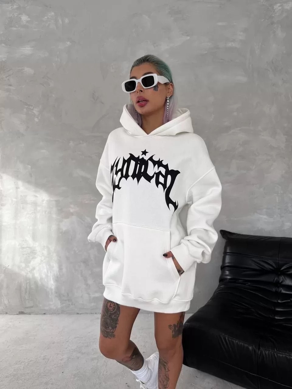 Unisex Üç İplik Kapüşonlu Baskılı Sweatshirt