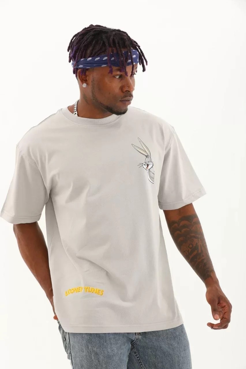 Unisex Oversize Baskılı Bisiklet Yaka Tişört