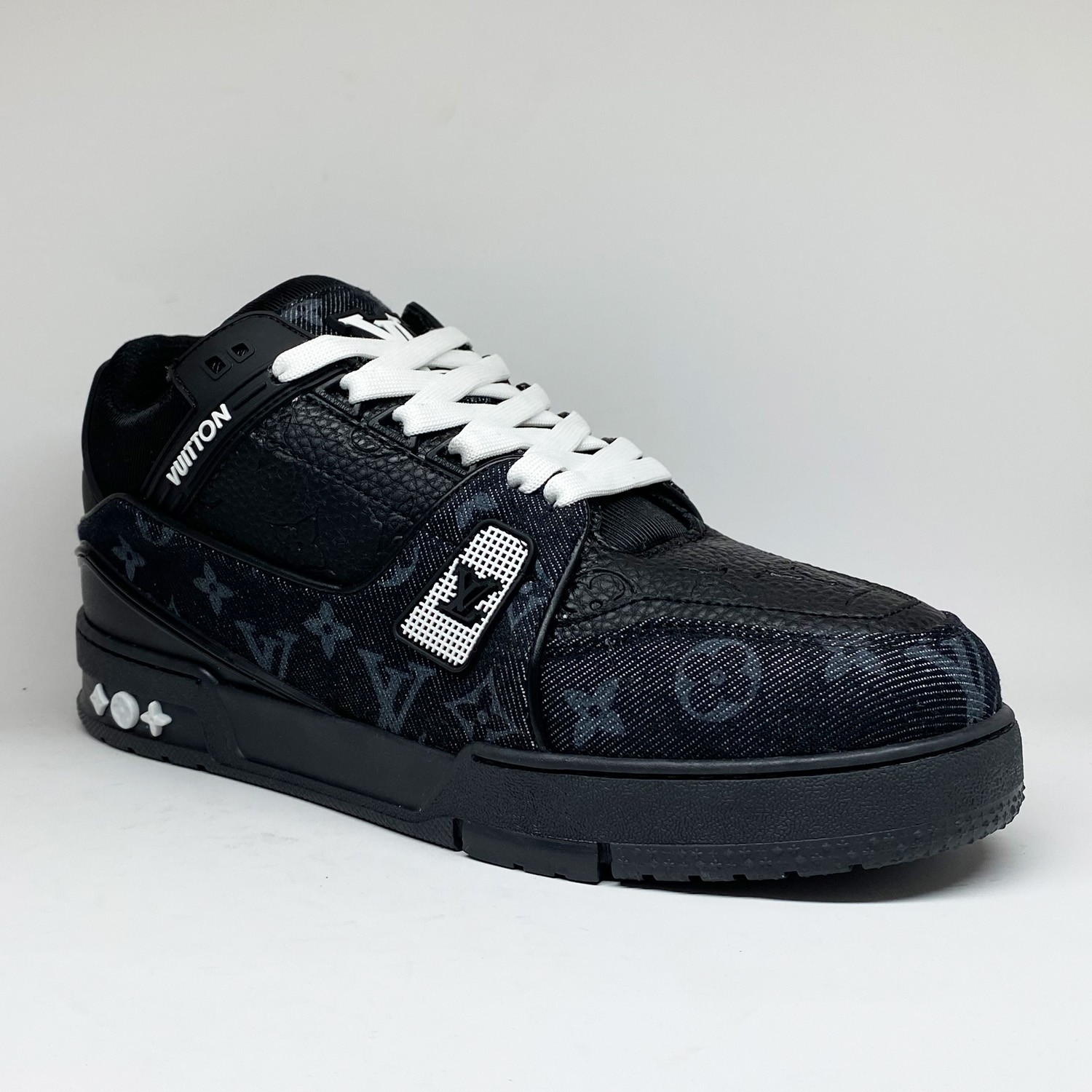 Siyah Deri Kombin Erkek Sneaker