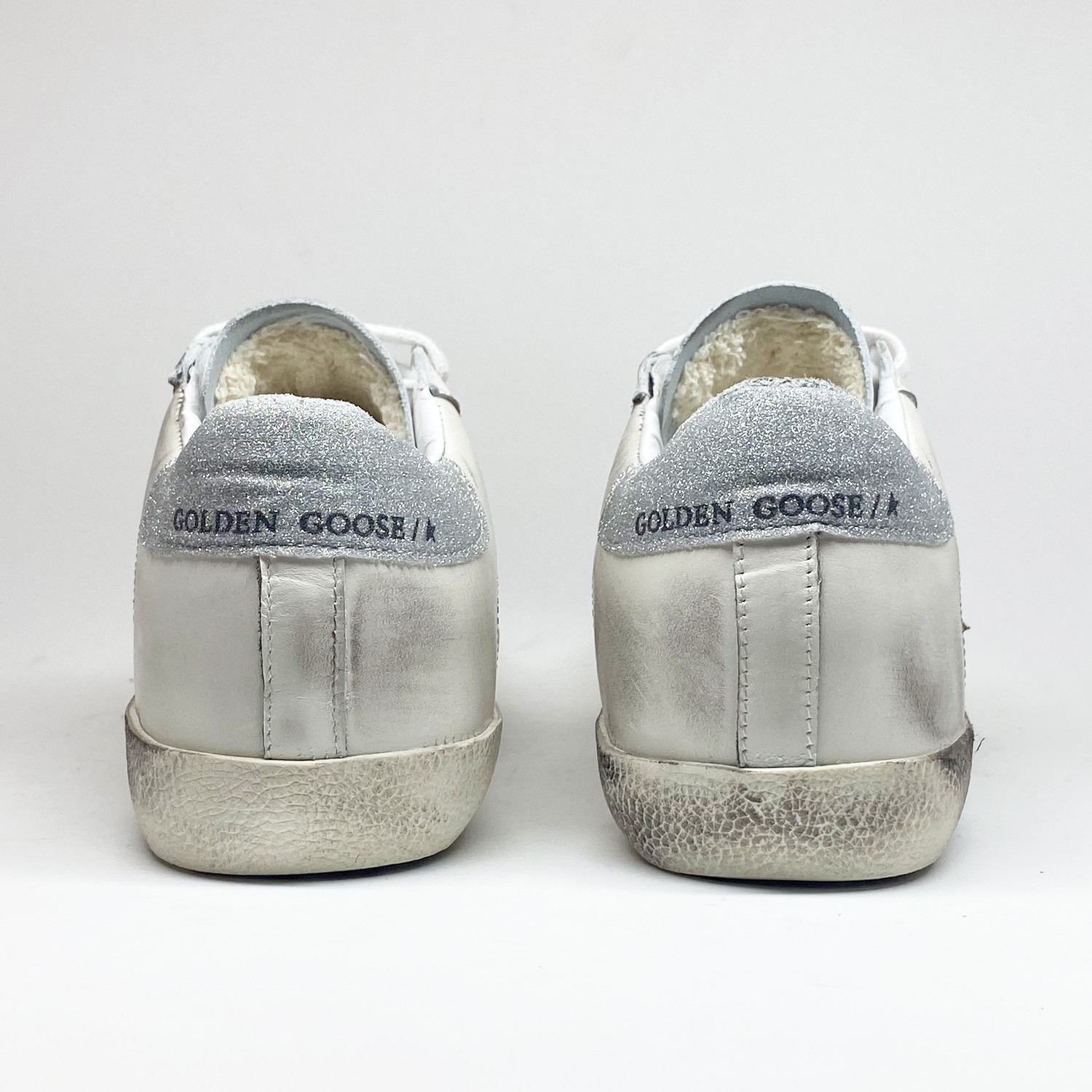 Beyaz Deri Bej Yıldız Detaylı Kadın Sneaker