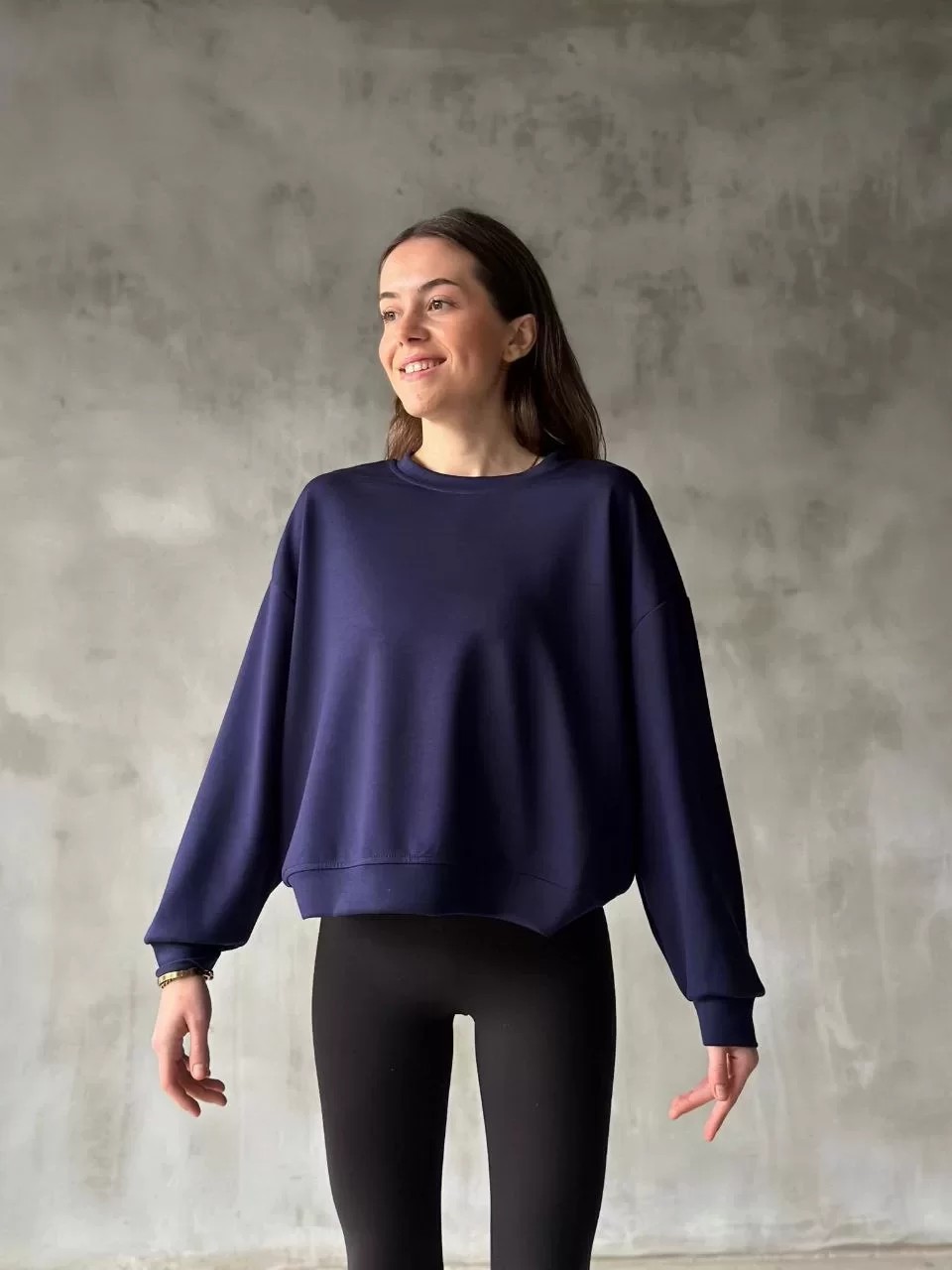 Osy Modal Yumuşak dokulu Kumaş Bisiklet Yaka Oversize Sweatshirt