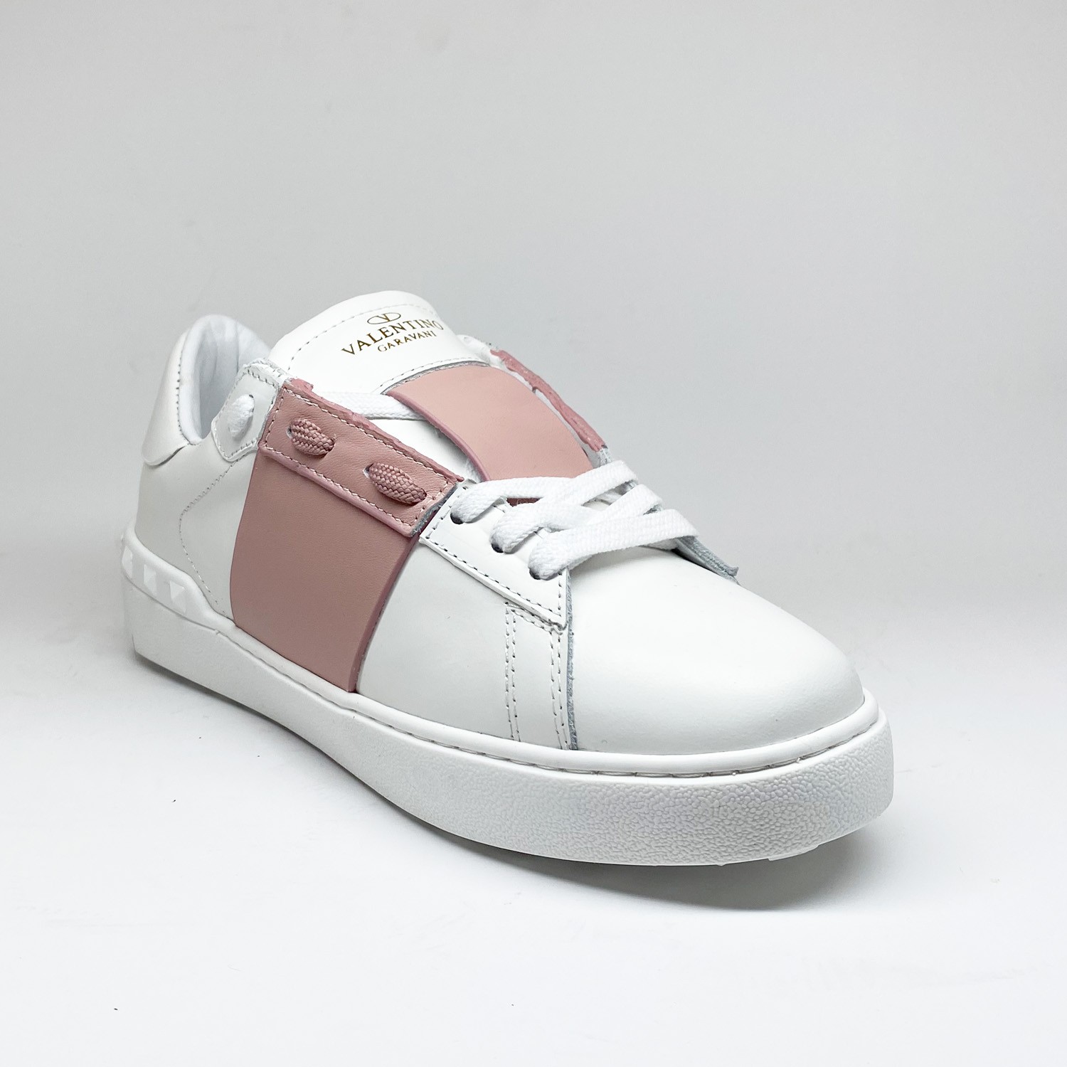 Pembe Şeritli Beyaz Sneaker