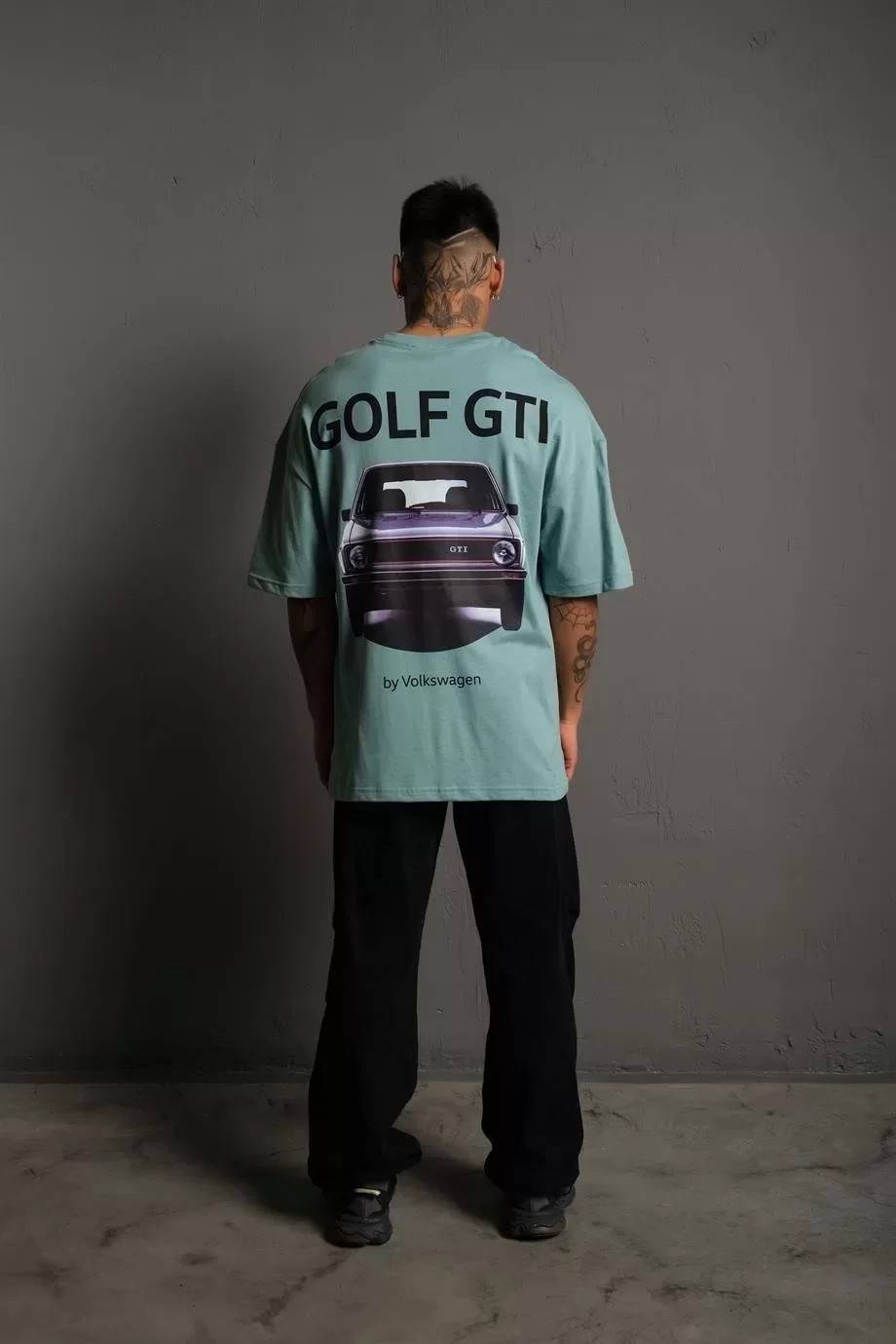 Erkek Sırt Golf Gtı Baskılı Oversize Tişört