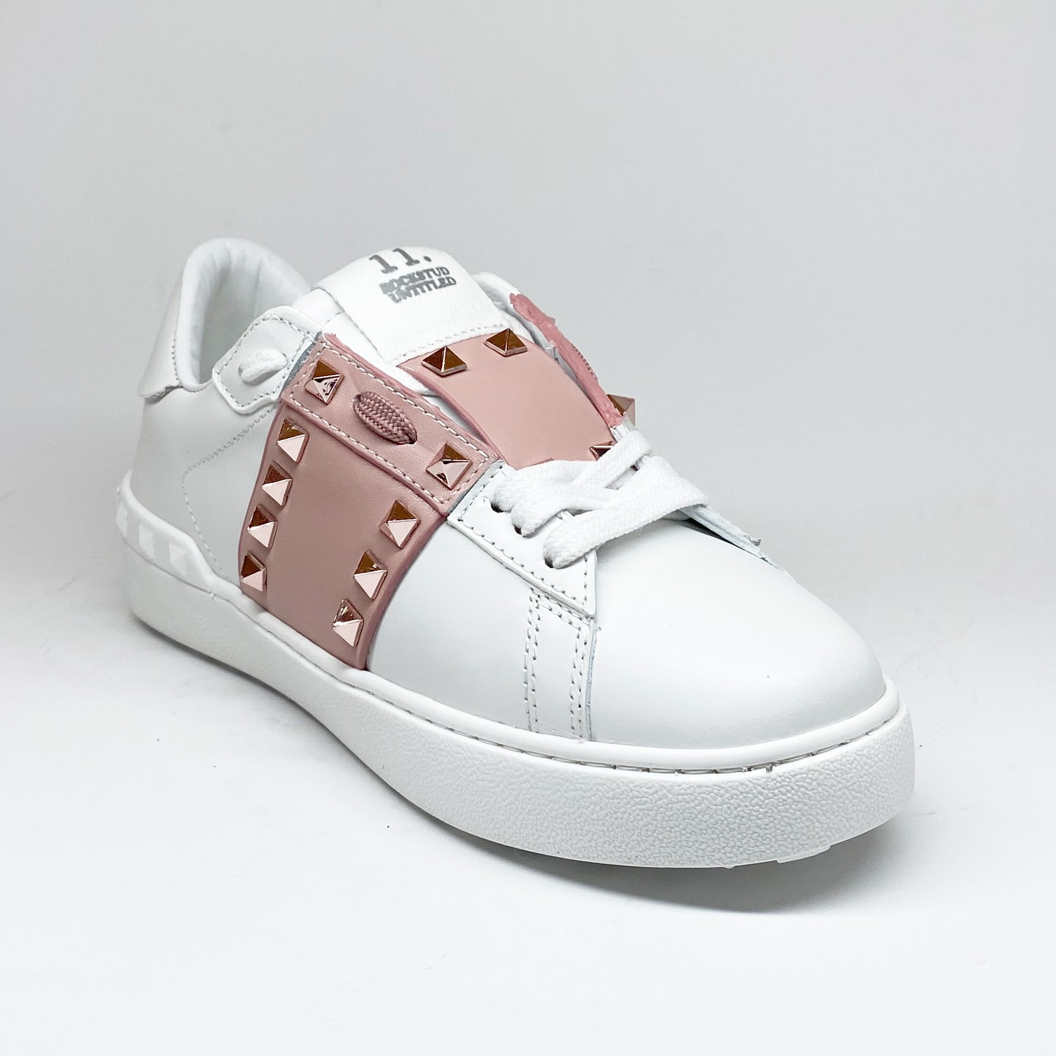Pembe Şeritli Troklu Beyaz Sneaker