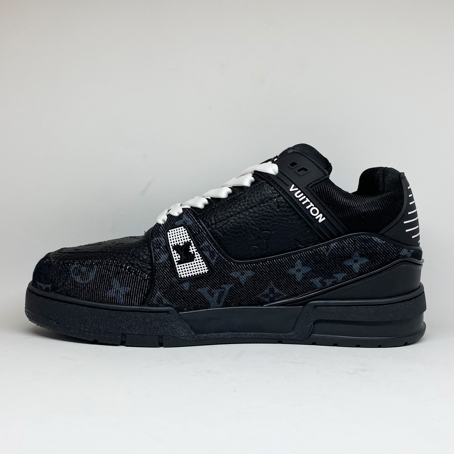 Siyah Deri Kombin Erkek Sneaker